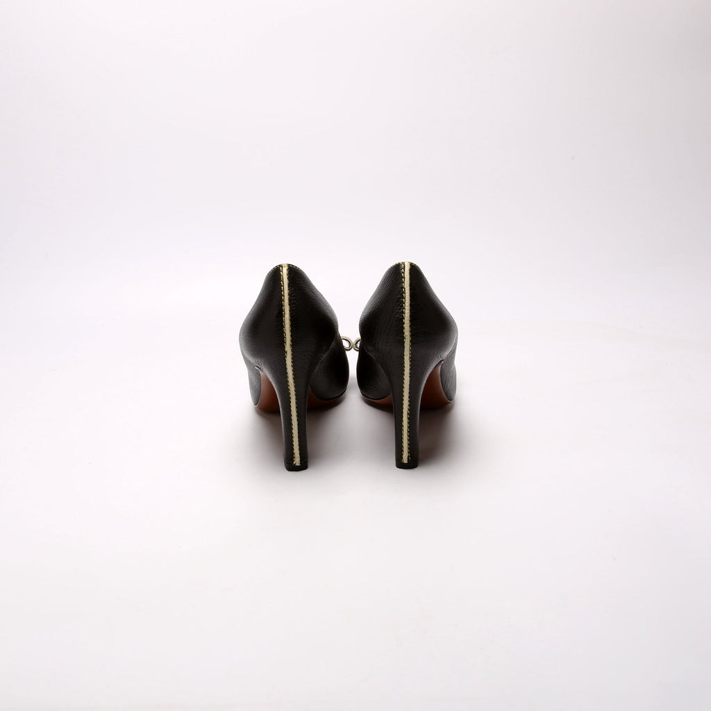 Sienne Suhali Leather Pumps Size 35 Black/Beige