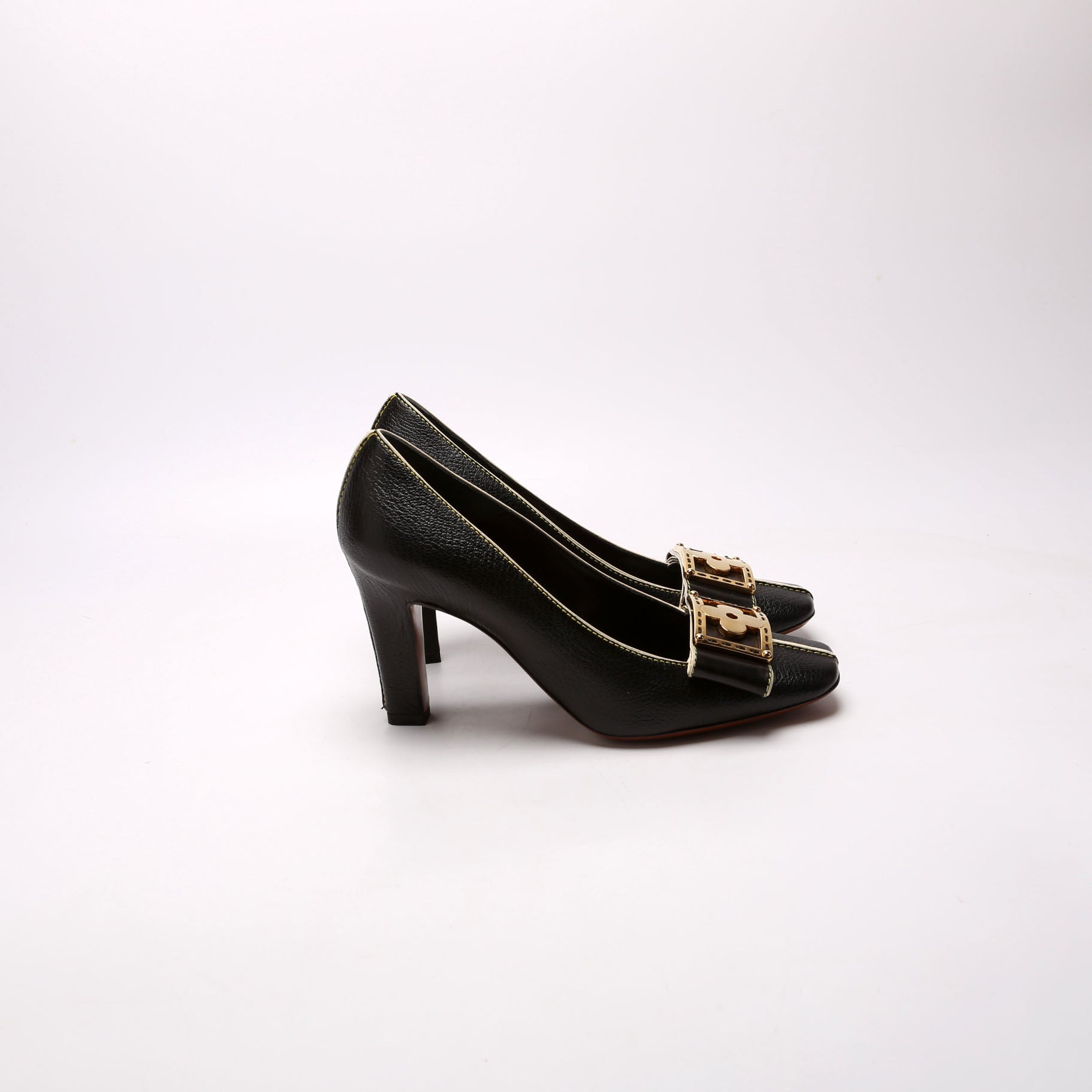 Sienne Suhali Leather Pumps Size 35 Black/Beige
