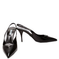 Triangle Logo Leather Sling Back Pumps Size 40 Black