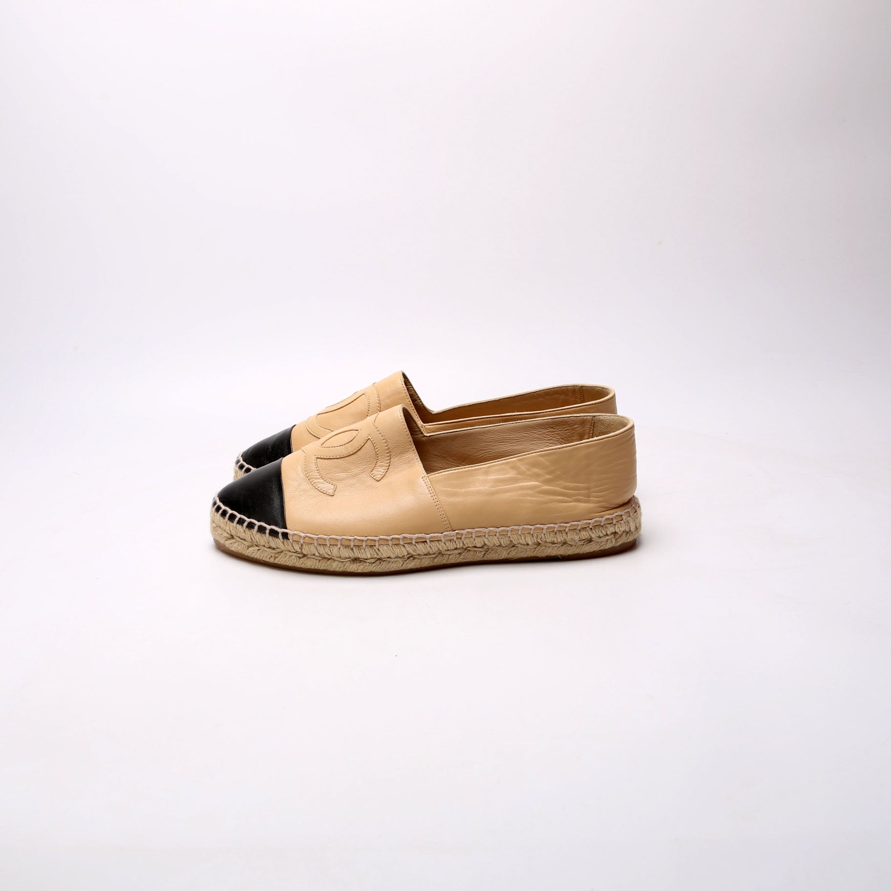 CC Logo Espadrilles Size 41 Tan/Black