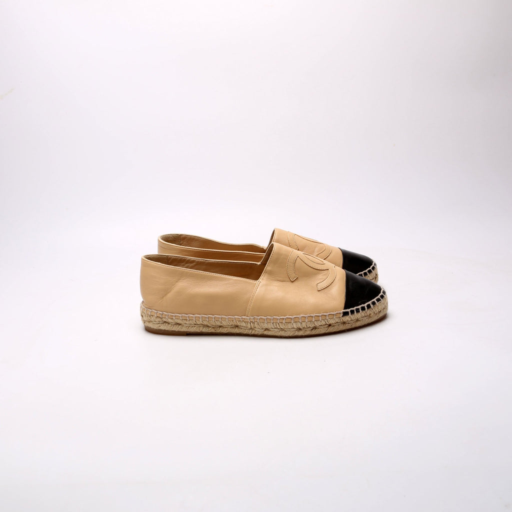 CC Logo Espadrilles Size 41 Tan/Black