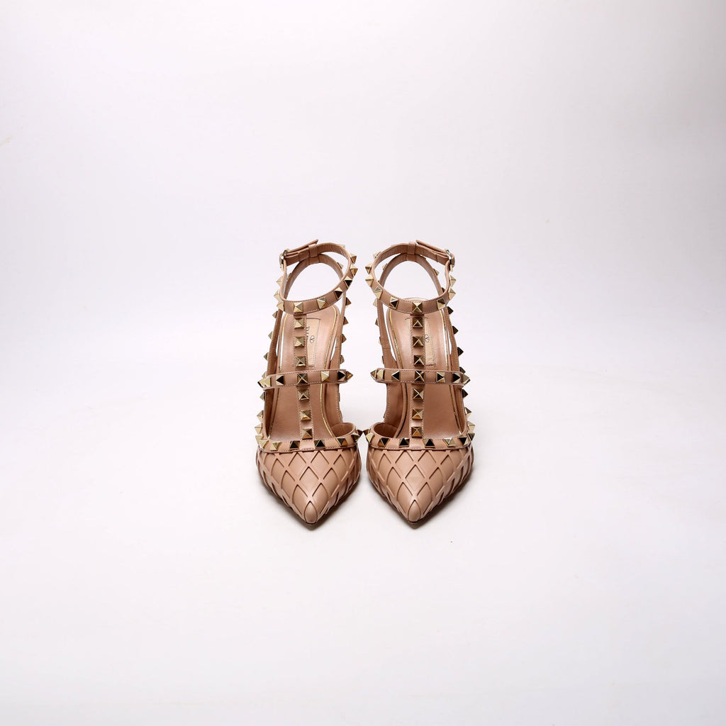 Boudoir Rockstud Ankle Strap Heels Size 38 Tan