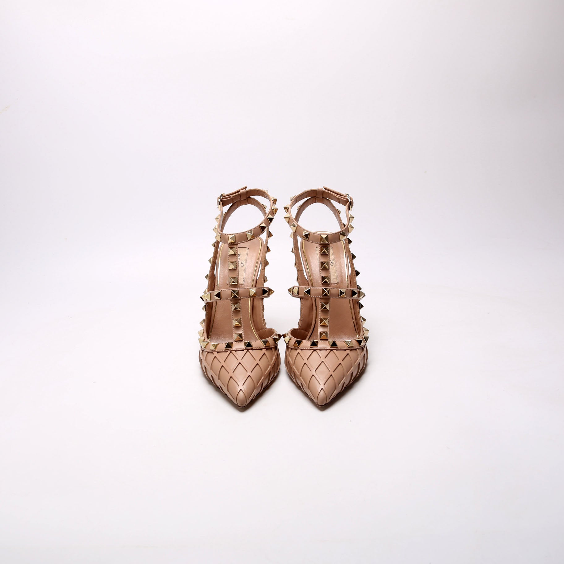 Boudoir Rockstud Ankle Strap Heels Size 38 Tan