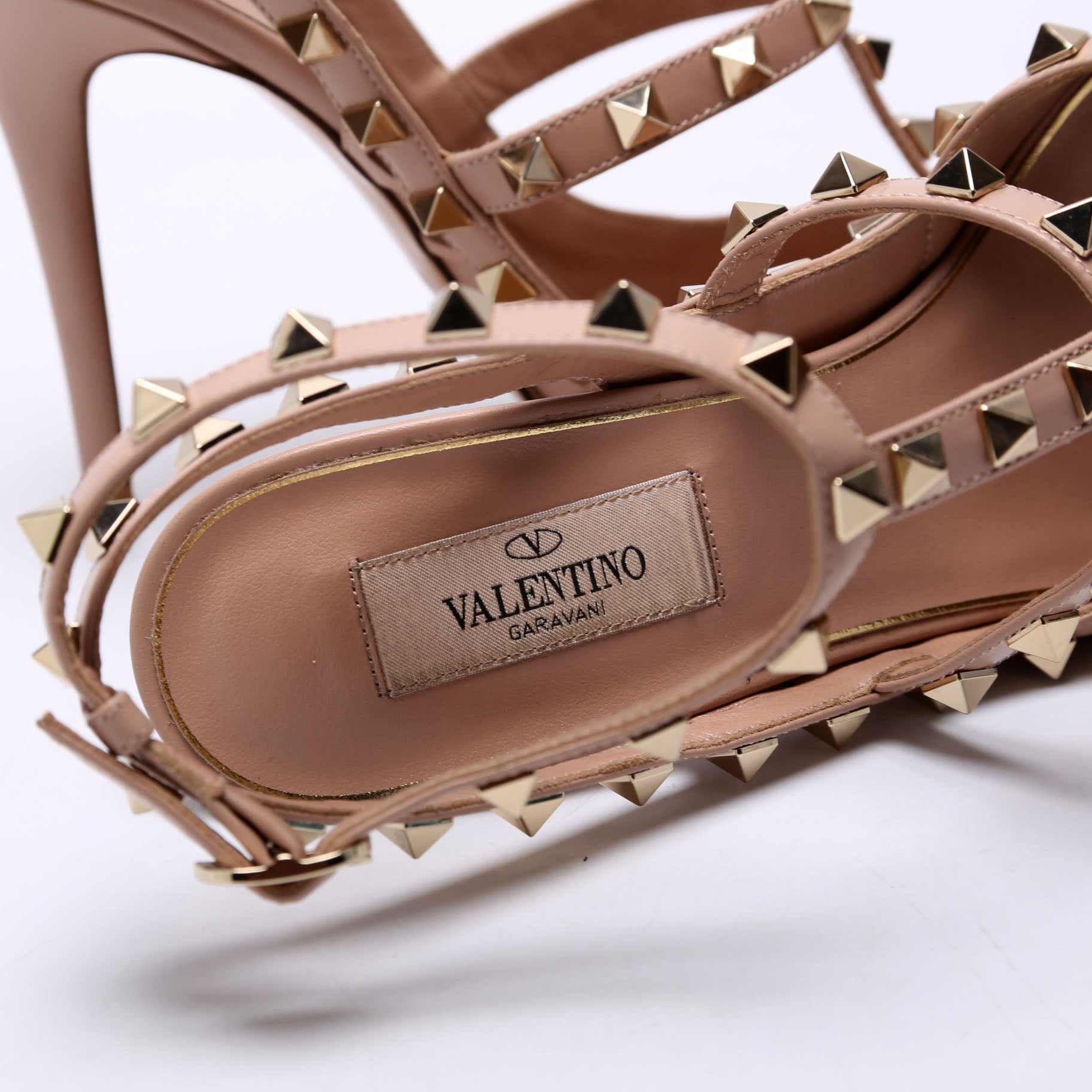 Boudoir Rockstud Ankle Strap Heels Size 38 Tan