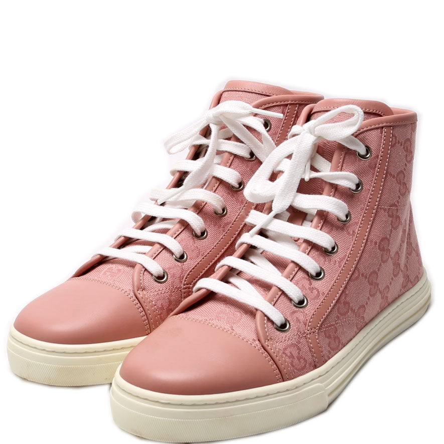 GG Canvas High Top Sneakers Size 37.5 Pink