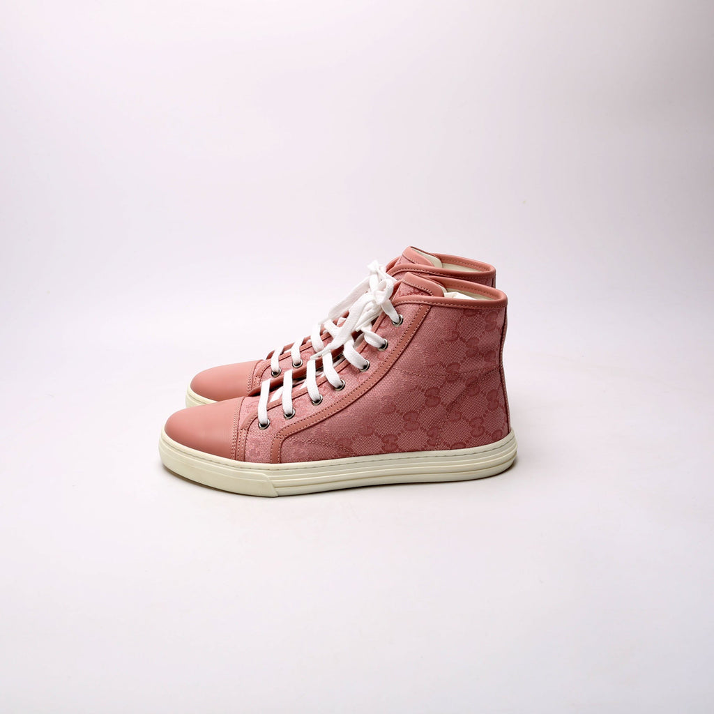 GG Canvas High Top Sneakers Size 37.5 Pink