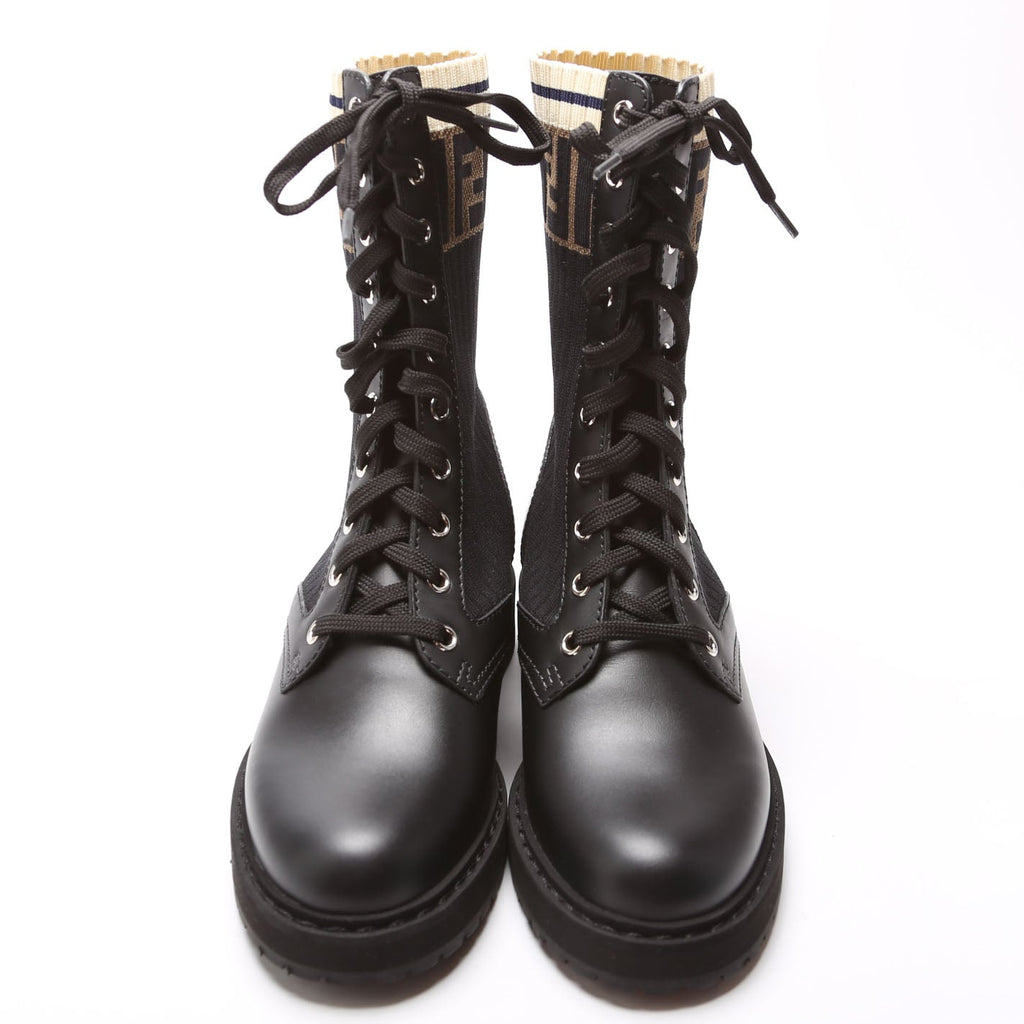 Fendi Rockoko Combat Boots Size 35 Black