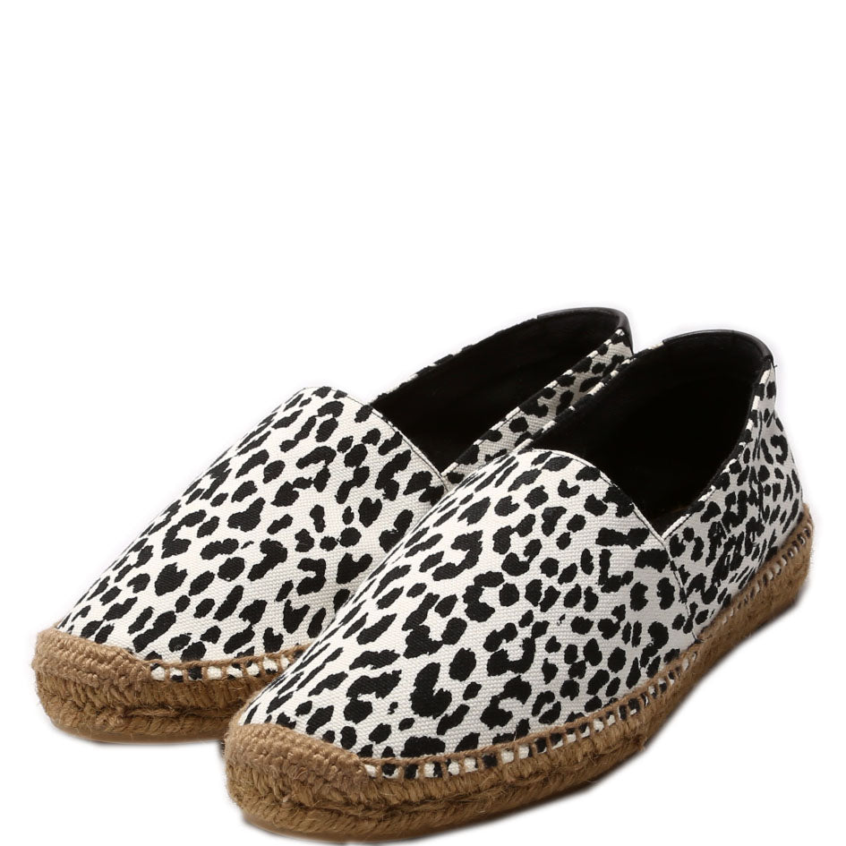 Leopard Print Canvas Espadrilles Size 39 White/Black