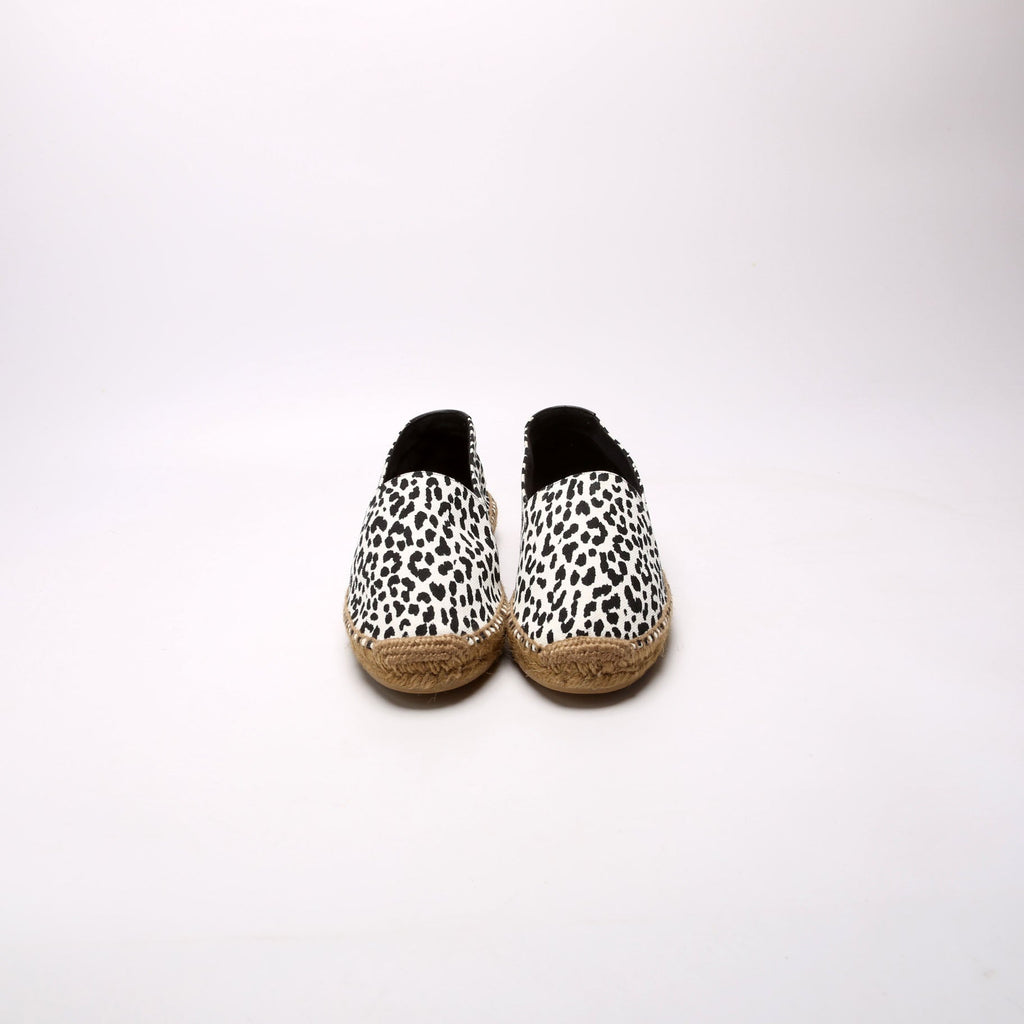 Leopard Print Canvas Espadrilles Size 39 White/Black