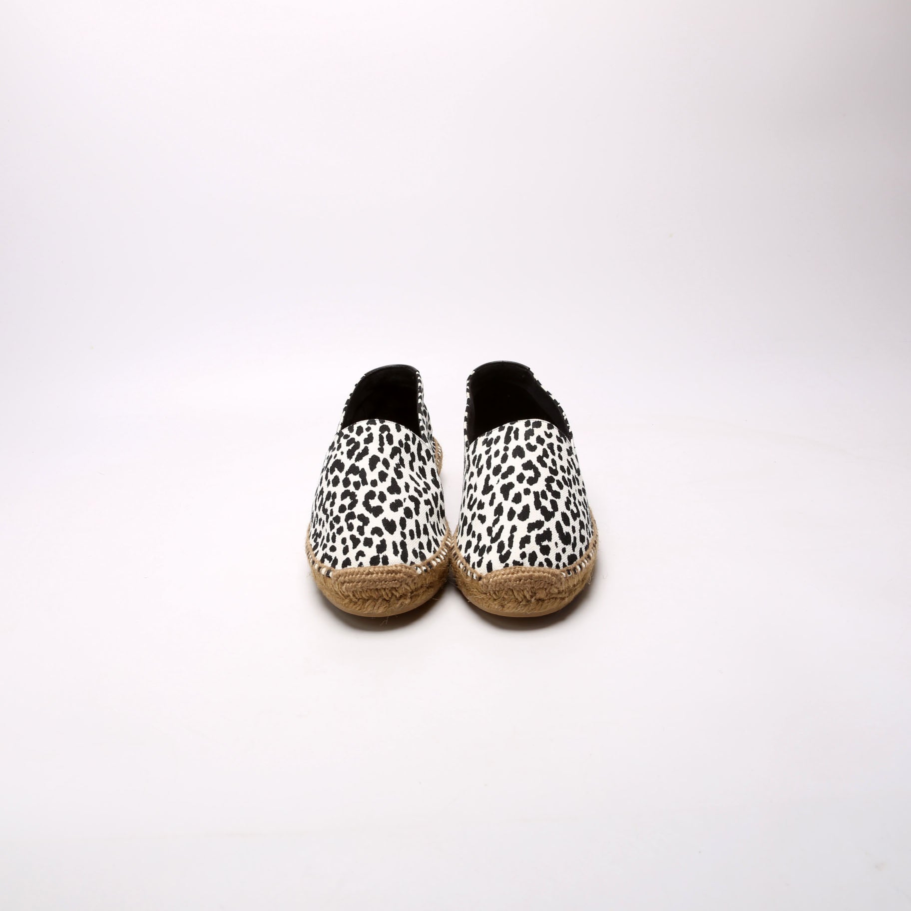 Leopard Print Canvas Espadrilles Size 39 White/Black