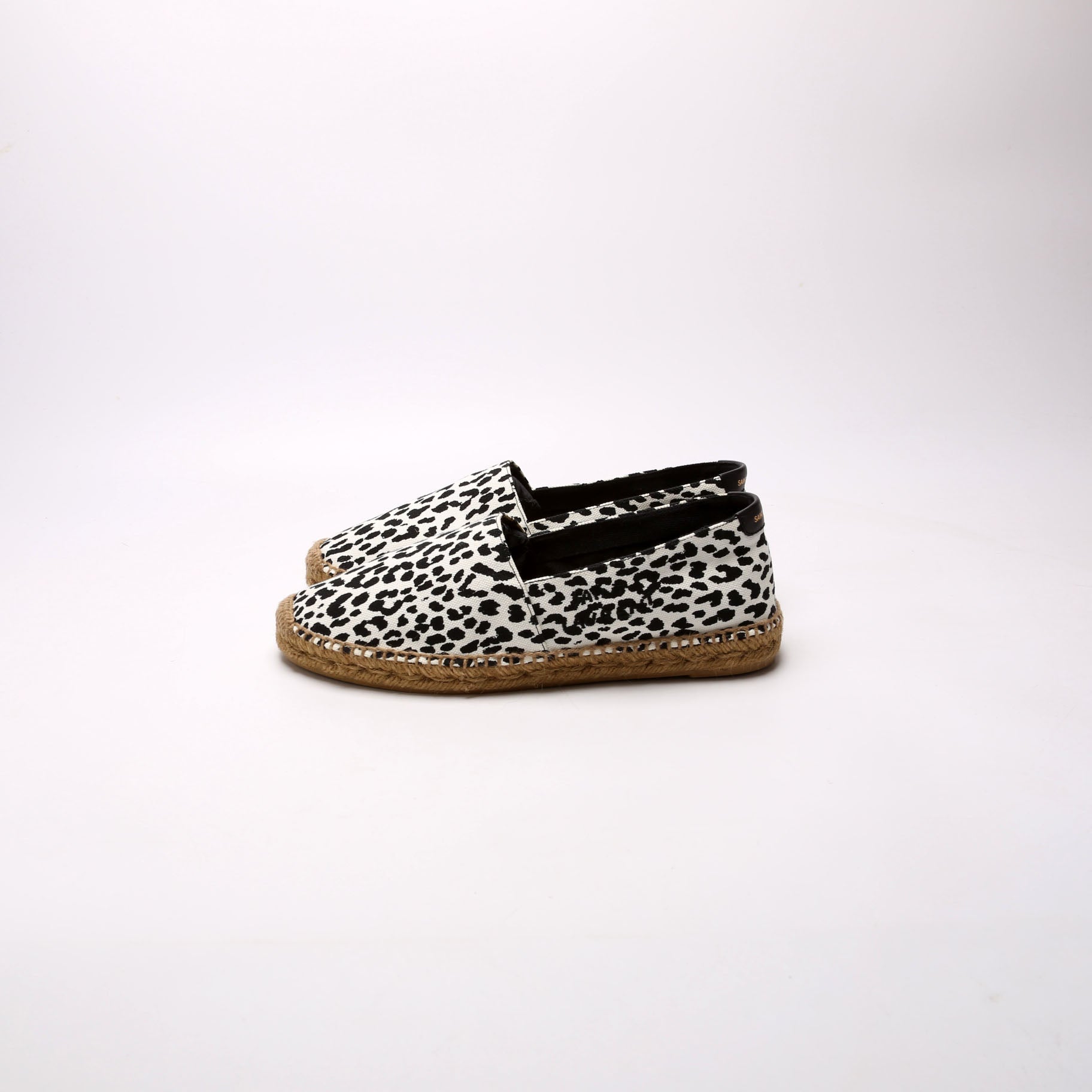 Leopard Print Canvas Espadrilles Size 39 White/Black