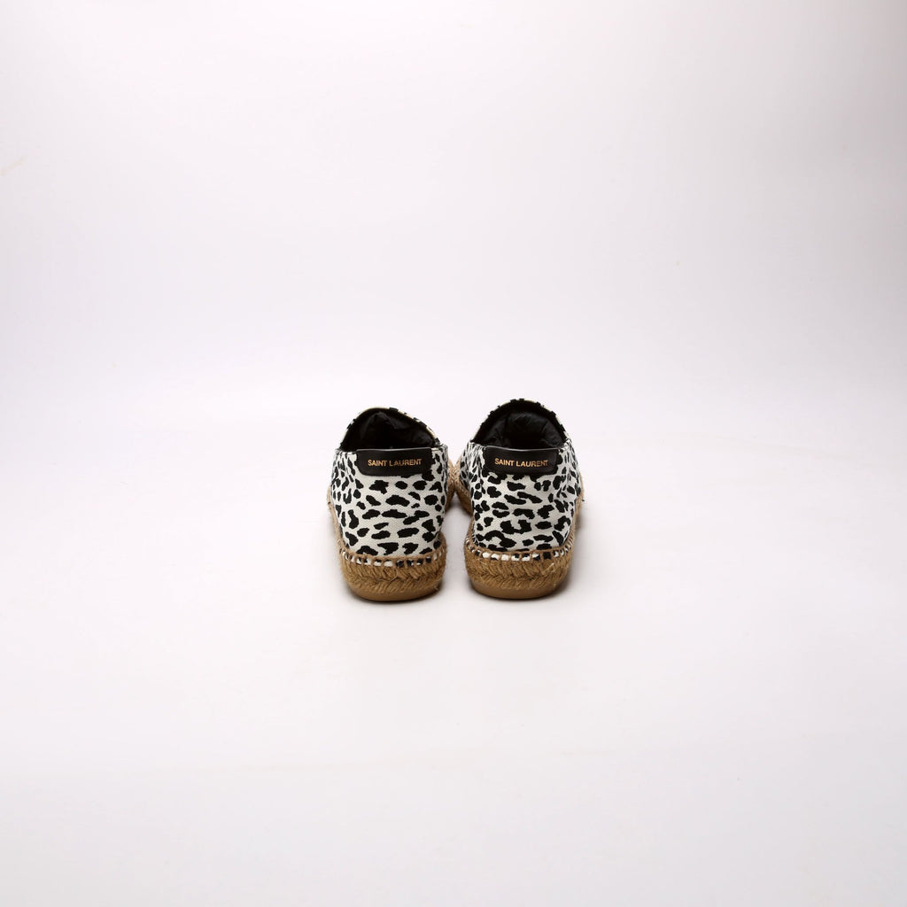 Leopard Print Canvas Espadrilles Size 39 White/Black