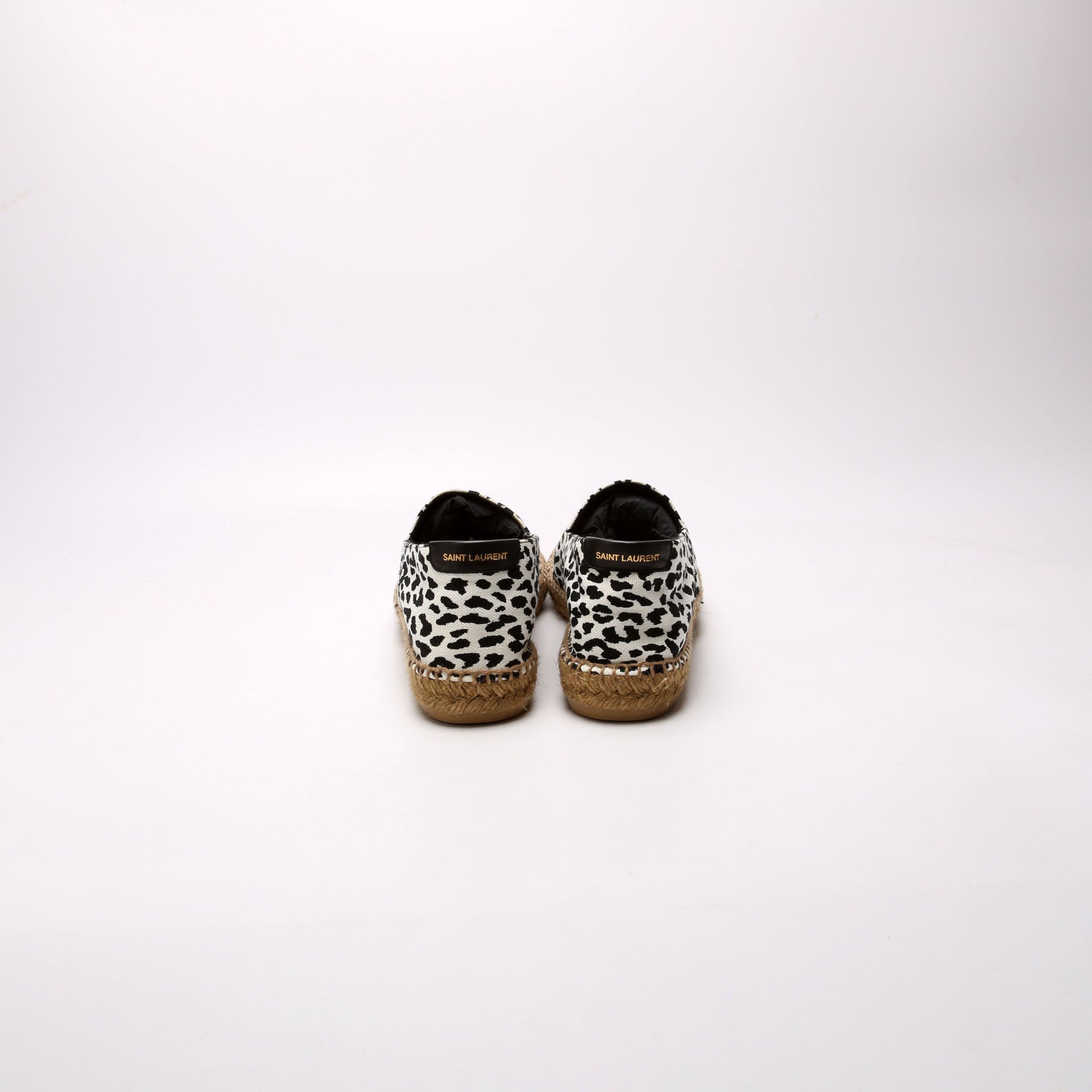 Leopard Print Canvas Espadrilles Size 39 White/Black