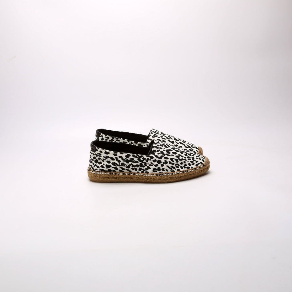 Leopard Print Canvas Espadrilles Size 39 White/Black