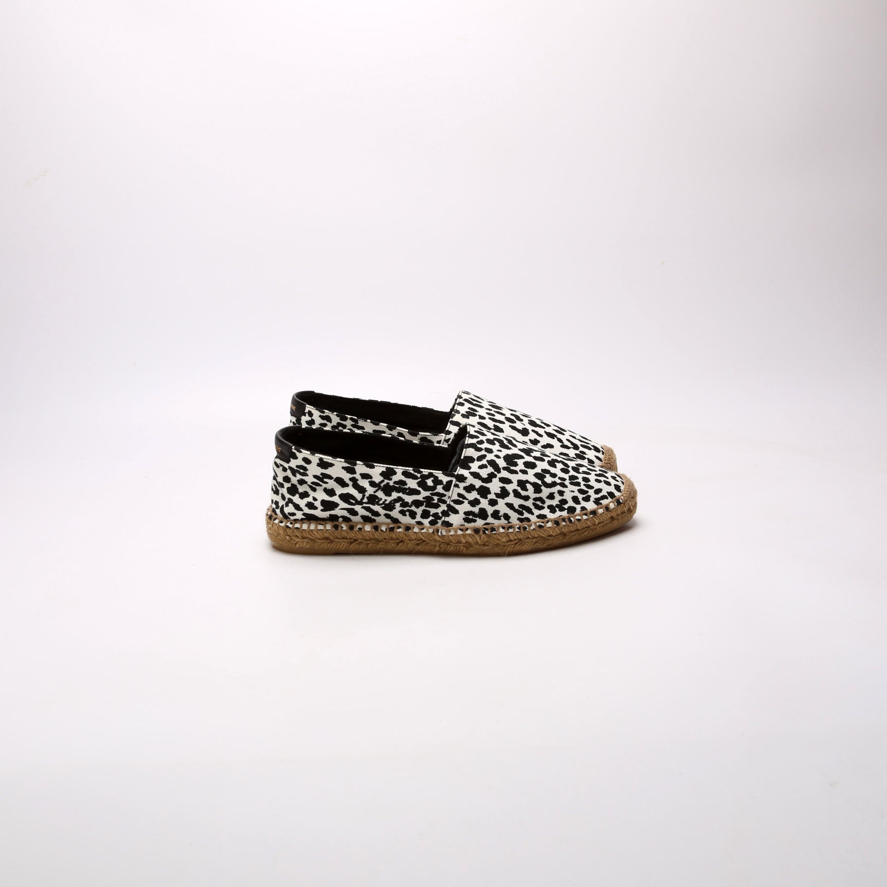 Leopard Print Canvas Espadrilles Size 39 White/Black