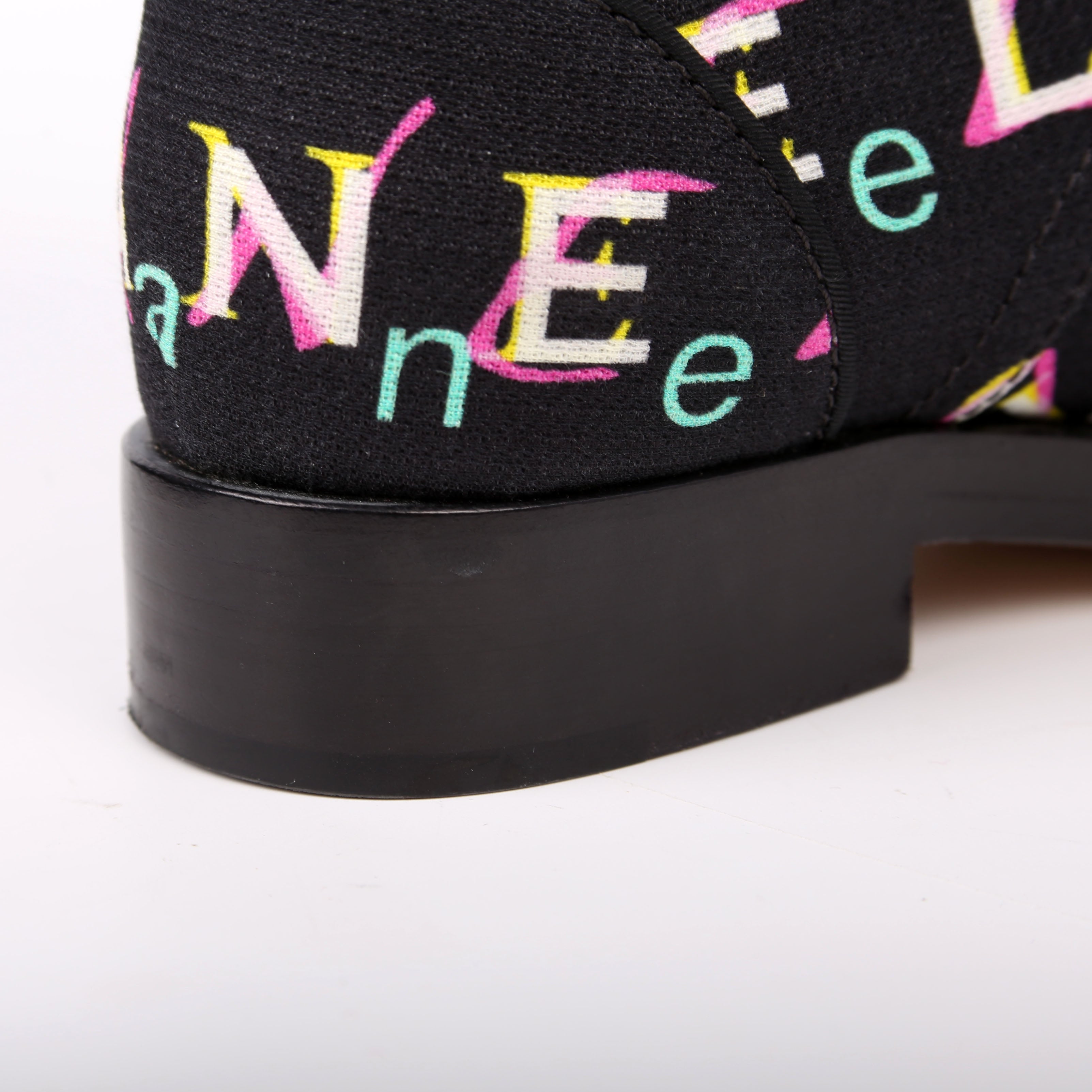 Tweed Logo Lace-Up Boots Size 37.5 Black/Multicolor