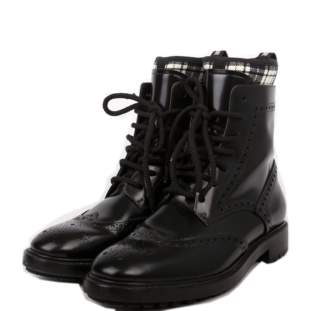 D-Order Lace-Up Calfskin Boots Size 37 Black