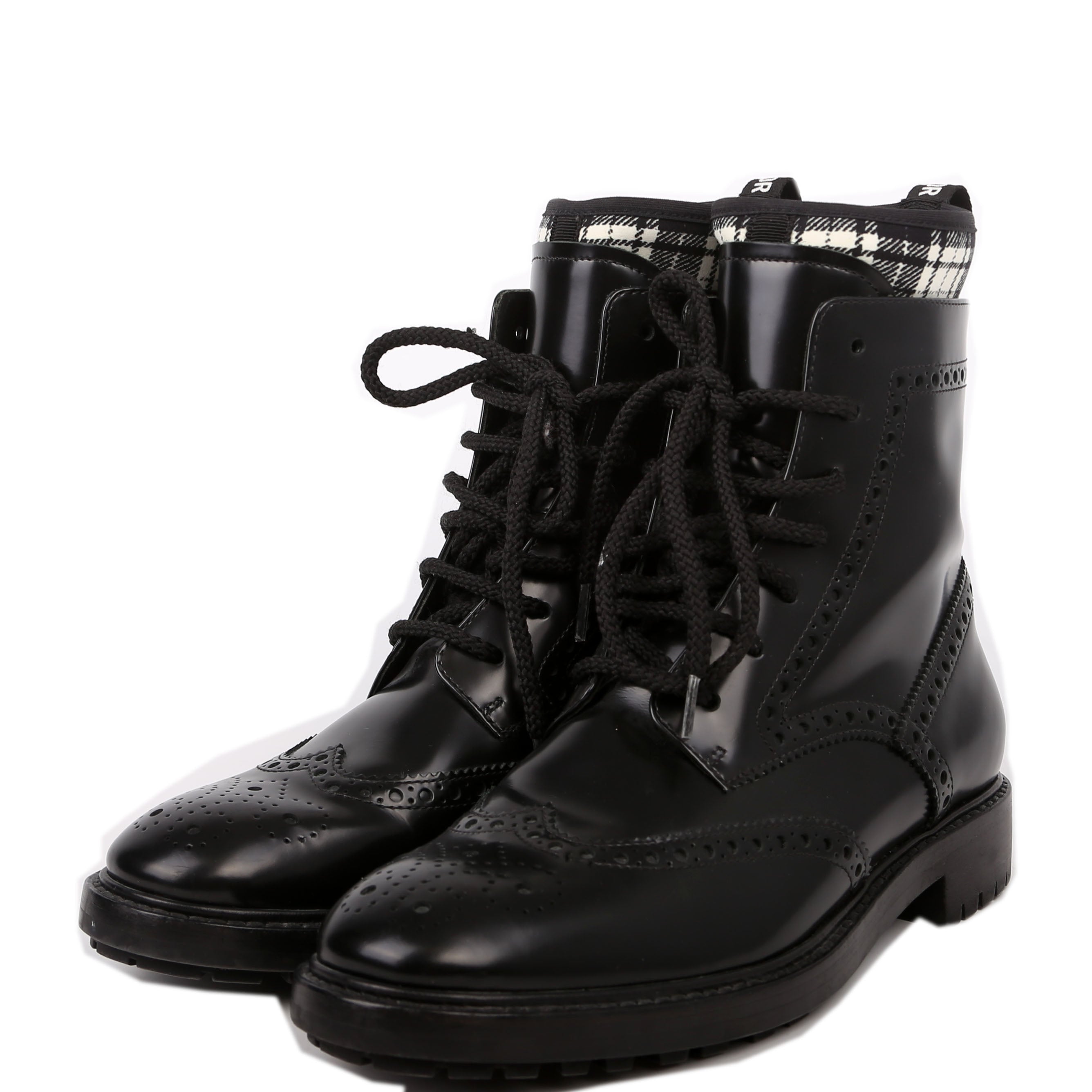 D-Order Lace-Up Calfskin Boots Size 37 Black