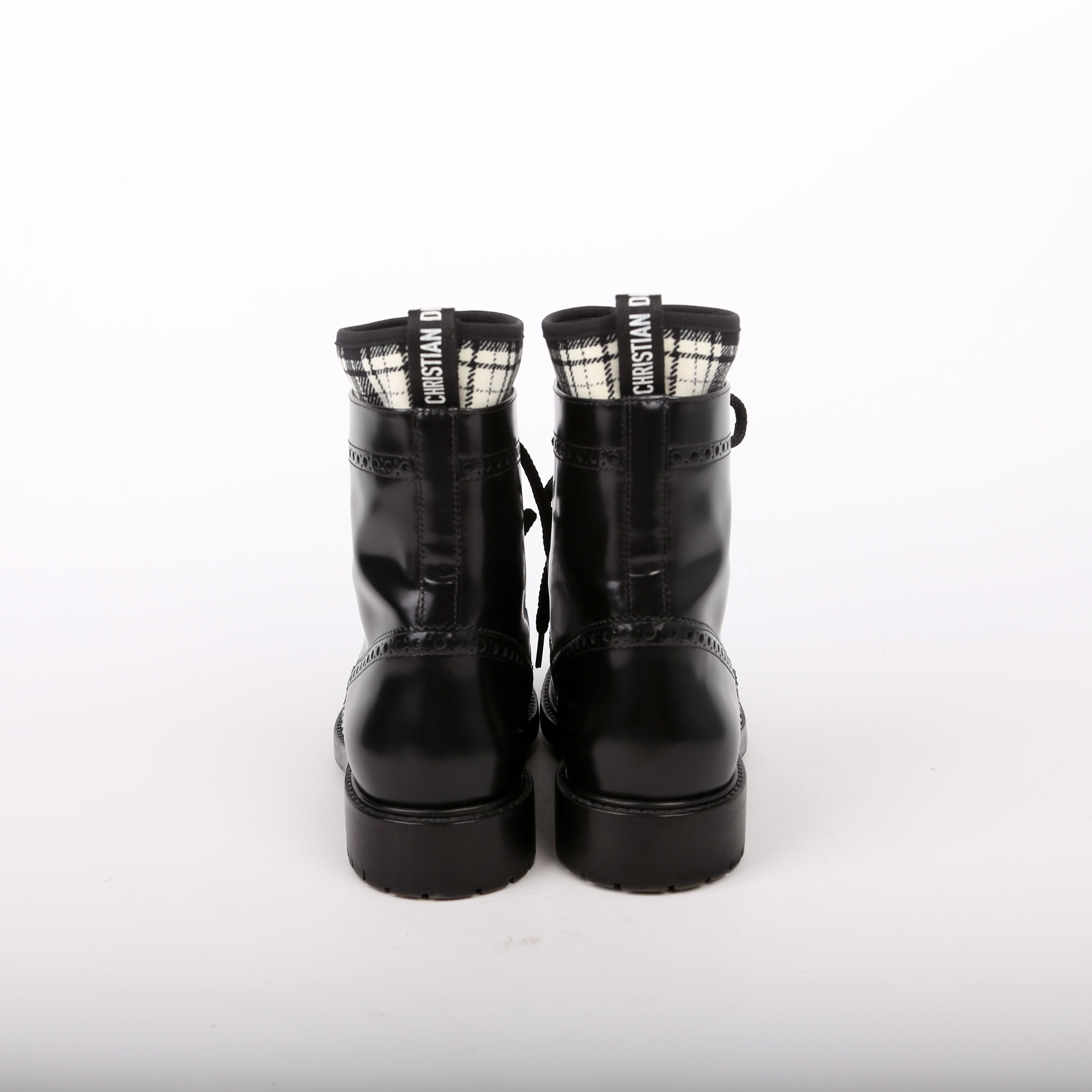 D-Order Lace-Up Calfskin Boots Size 37 Black