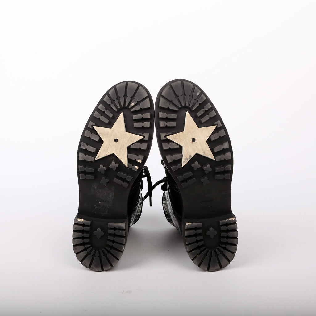 D-Order Lace-Up Calfskin Boots Size 37 Black