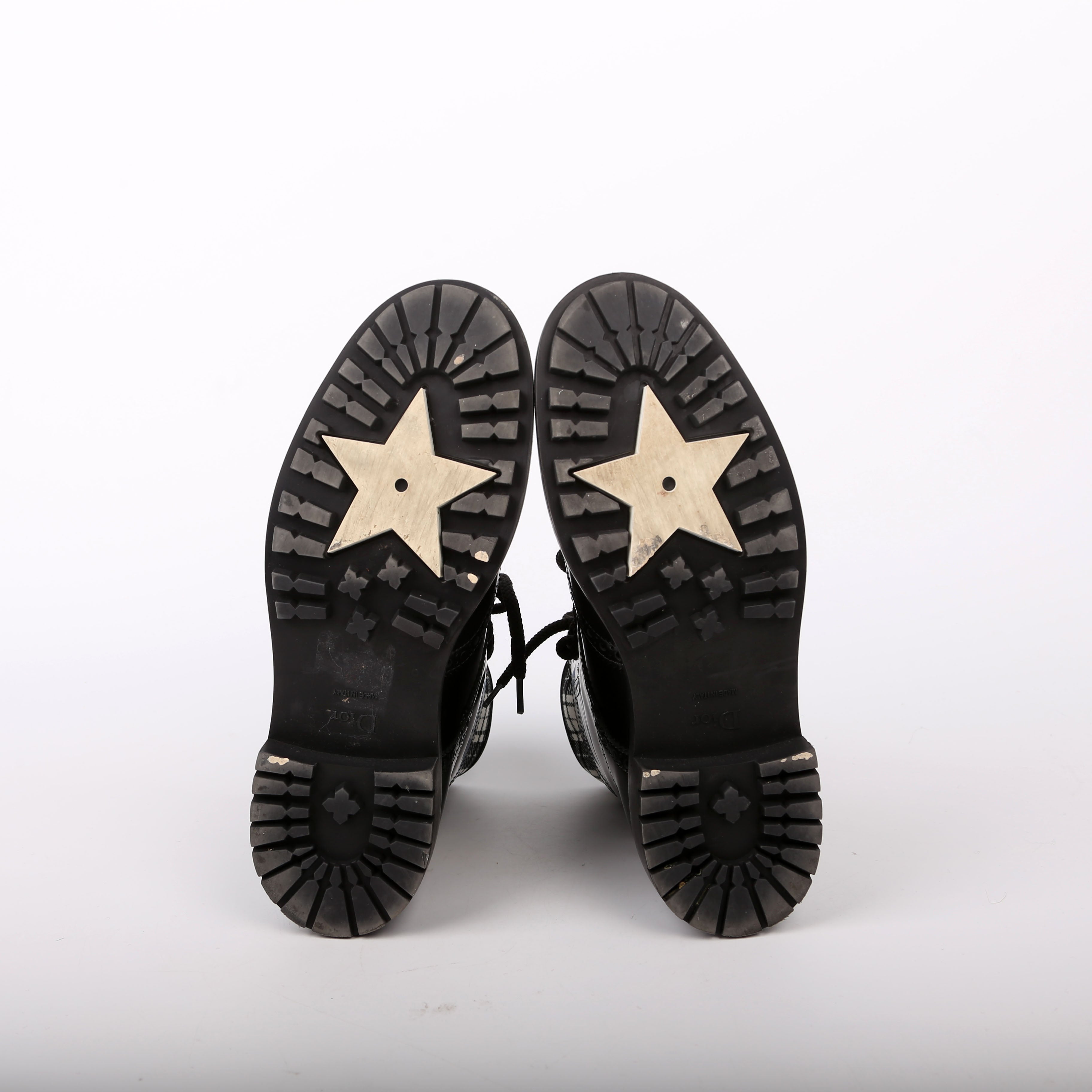D-Order Lace-Up Calfskin Boots Size 37 Black