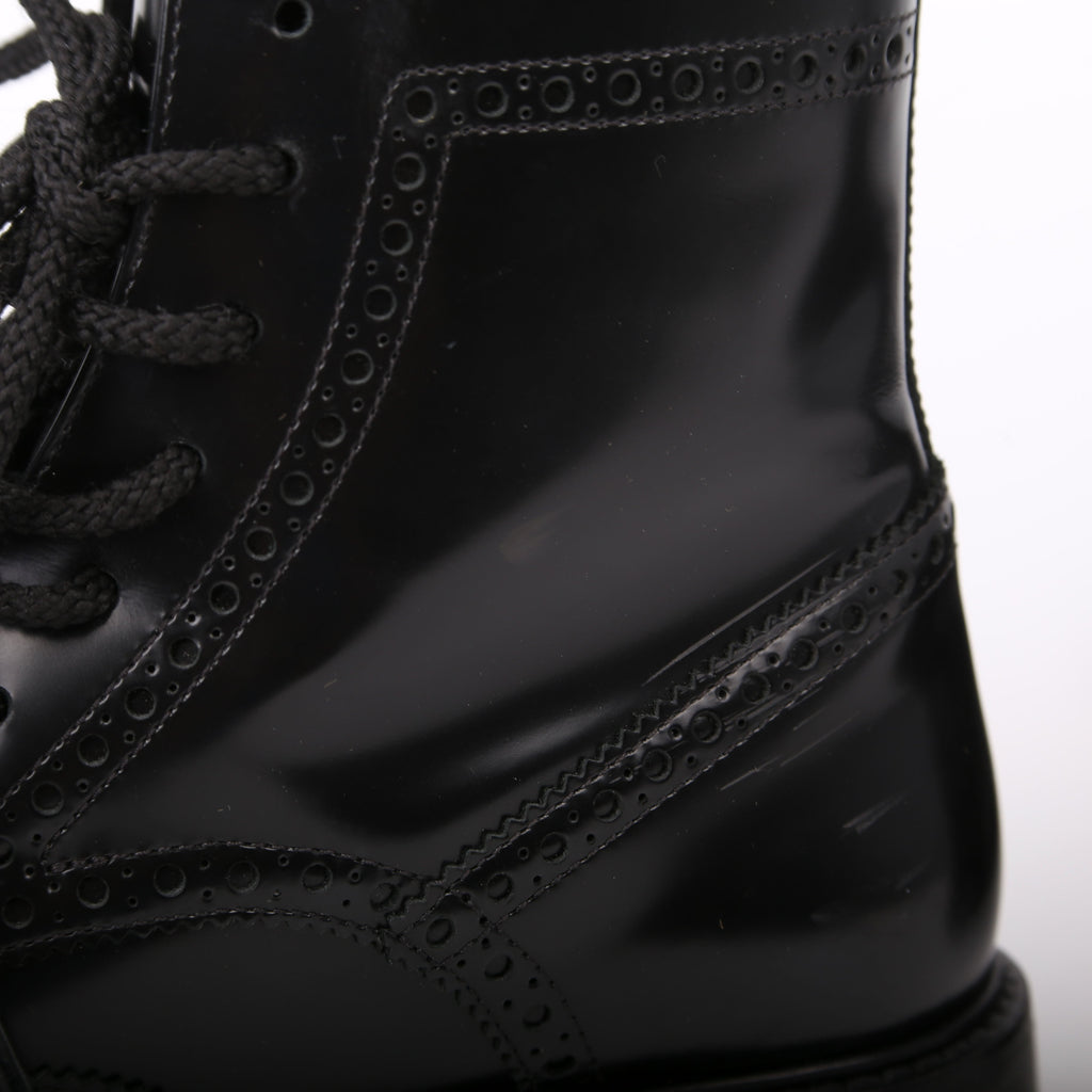 D-Order Lace-Up Calfskin Boots Size 37 Black