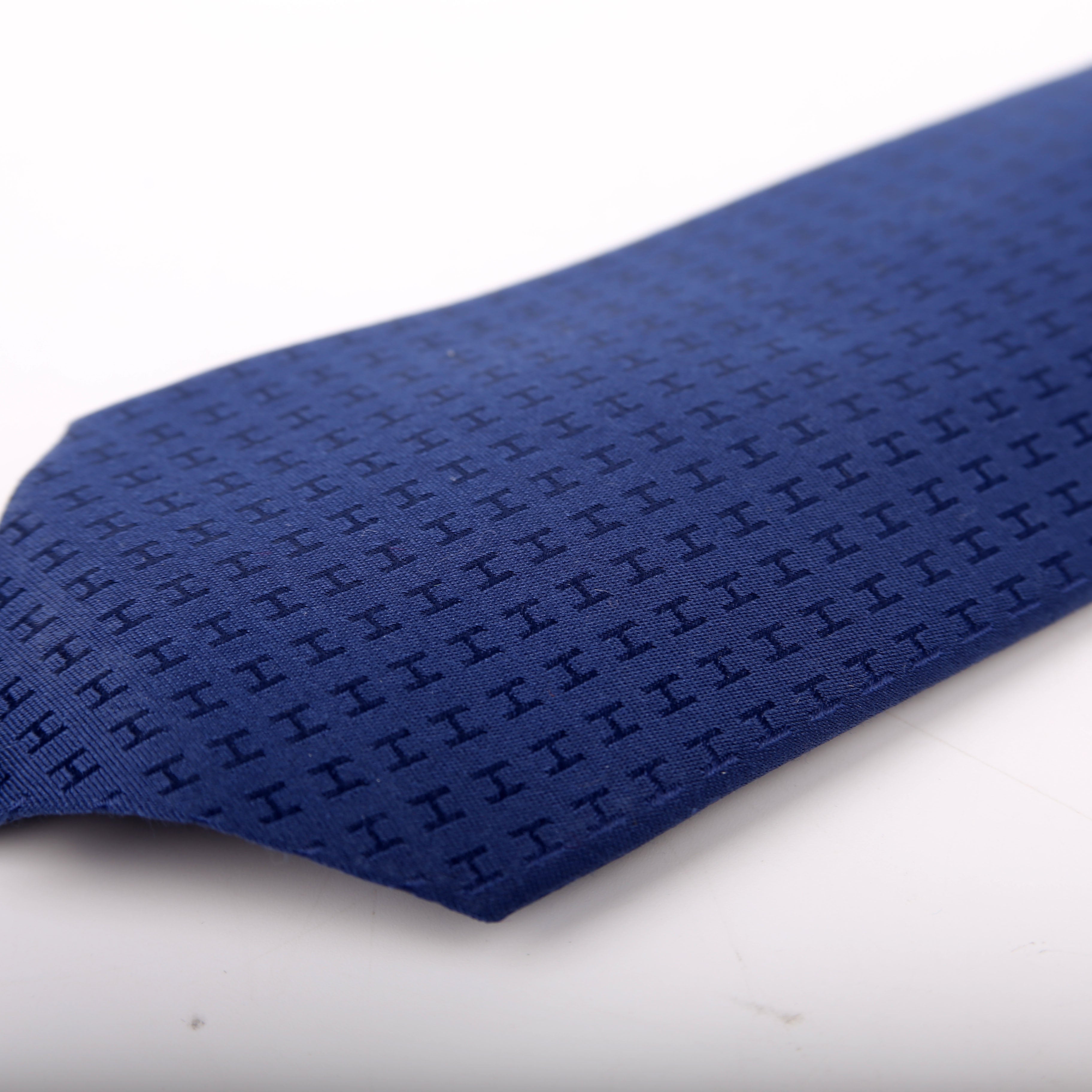 H Logo Silk Tie Navy