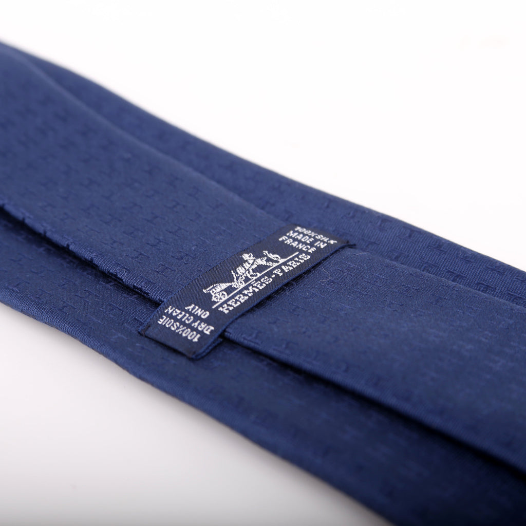 H Logo Silk Tie Navy