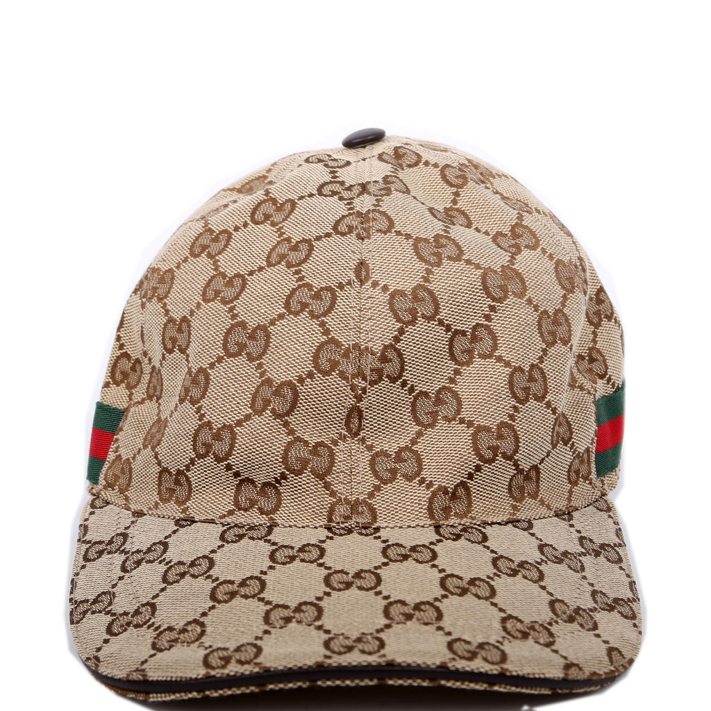Gucci 200035 GG Canvas Web Cap Size Small Brown
