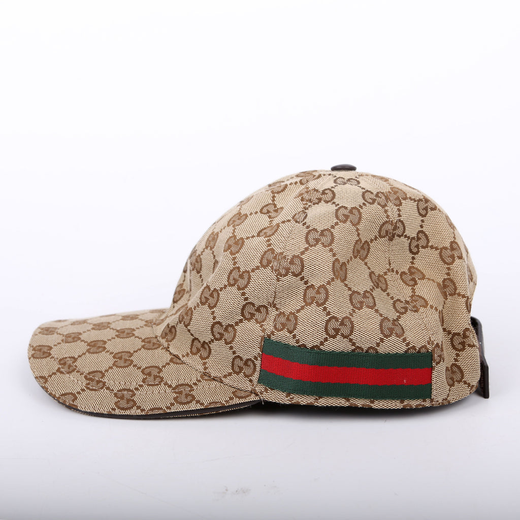 Gucci 200035 GG Canvas Web Cap Size Small Brown