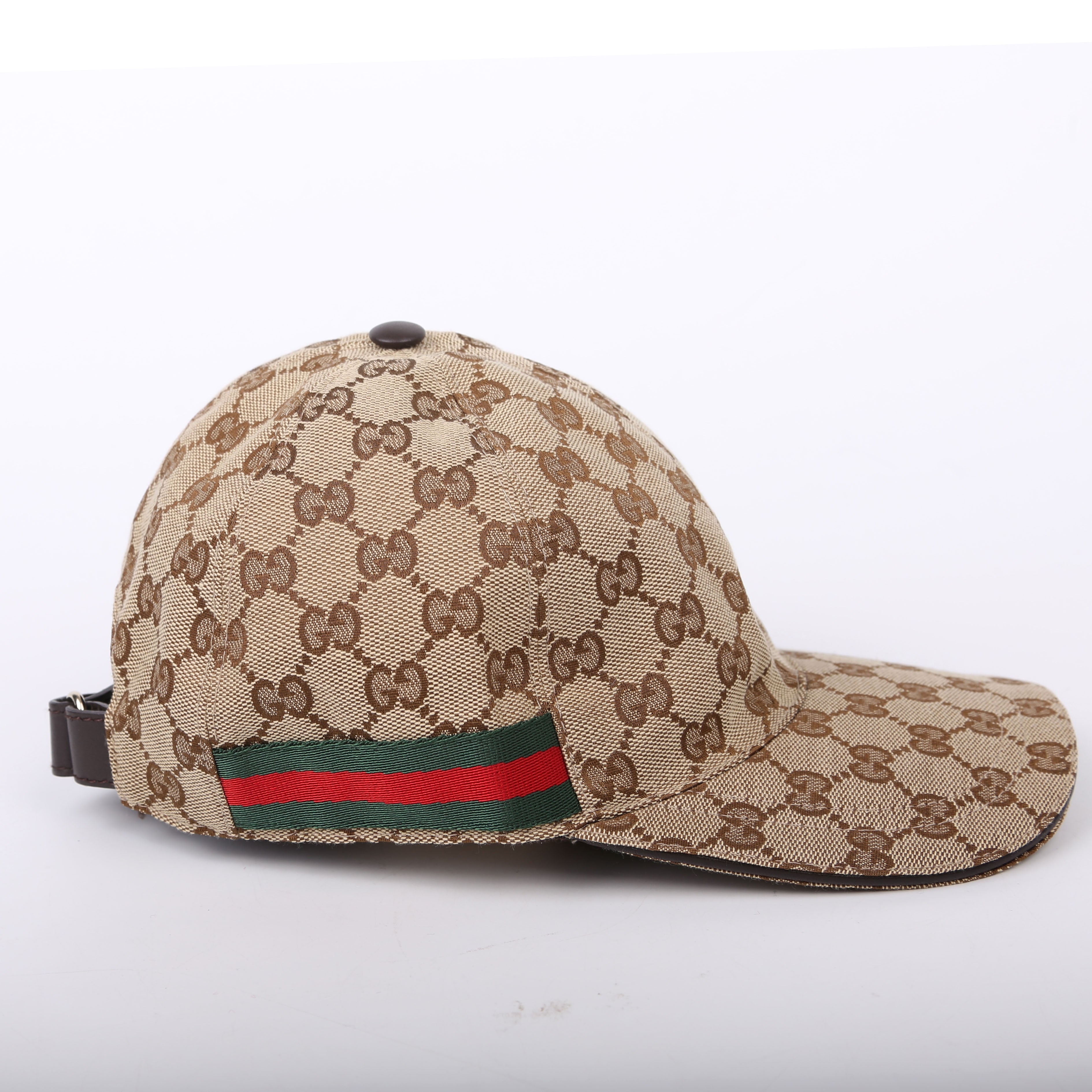 Gucci 200035 GG Canvas Web Cap Size Small Brown