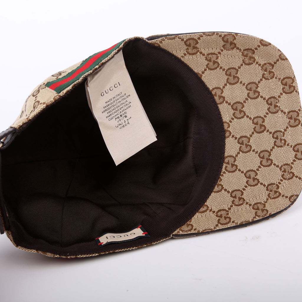 Gucci 200035 GG Canvas Web Cap Size Small Brown