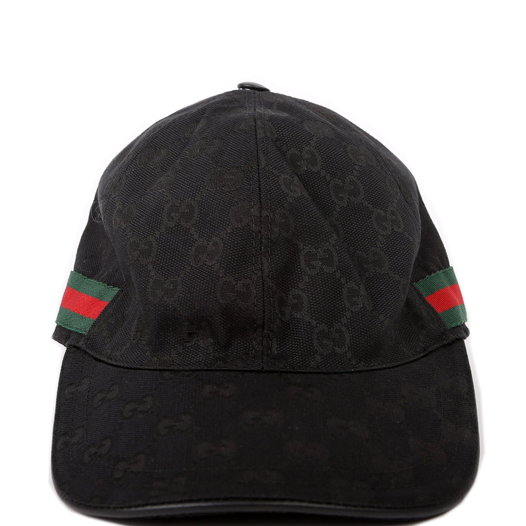 200035 GG Canvas Web Hat Size Medium Black