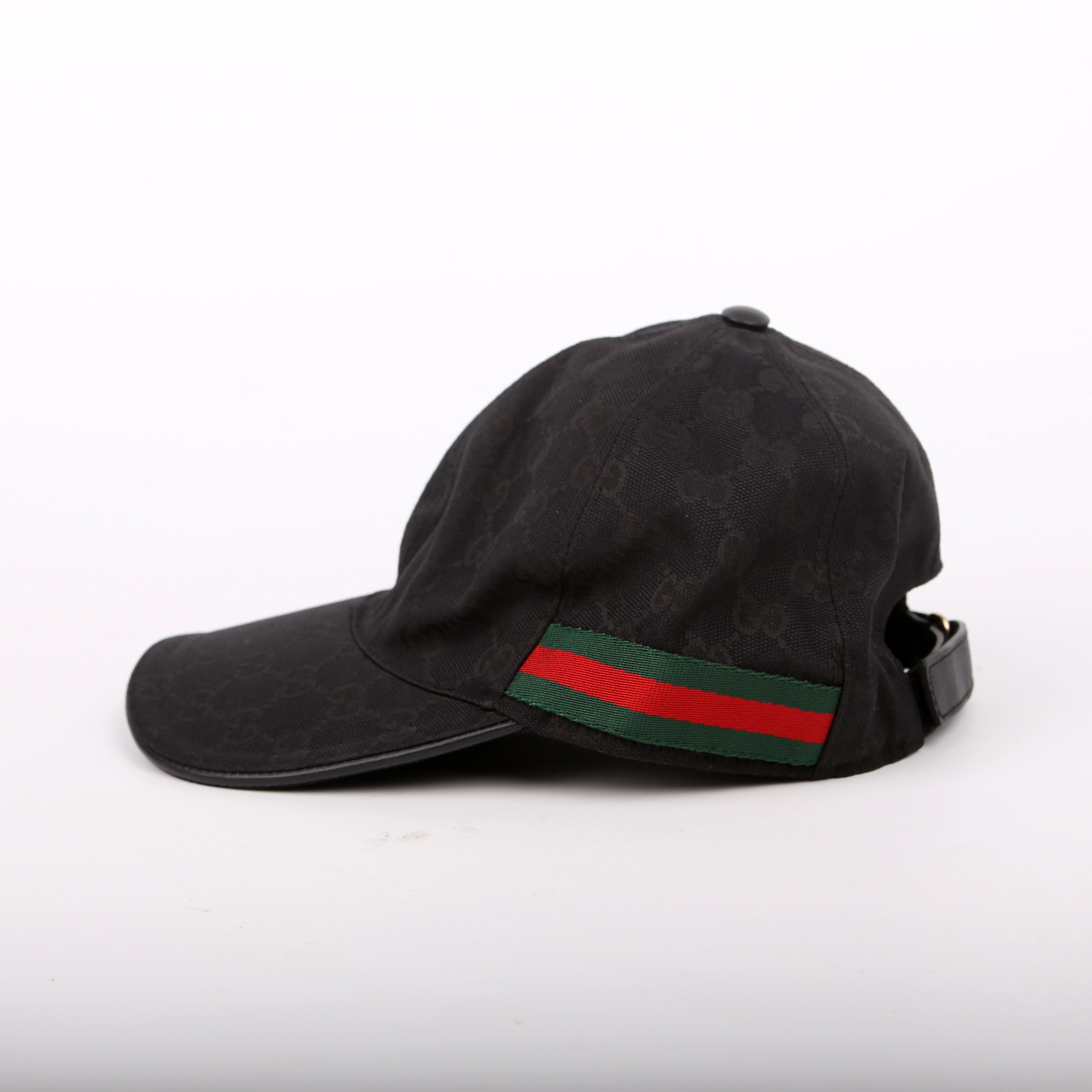 200035 GG Canvas Web Hat Size Medium Black