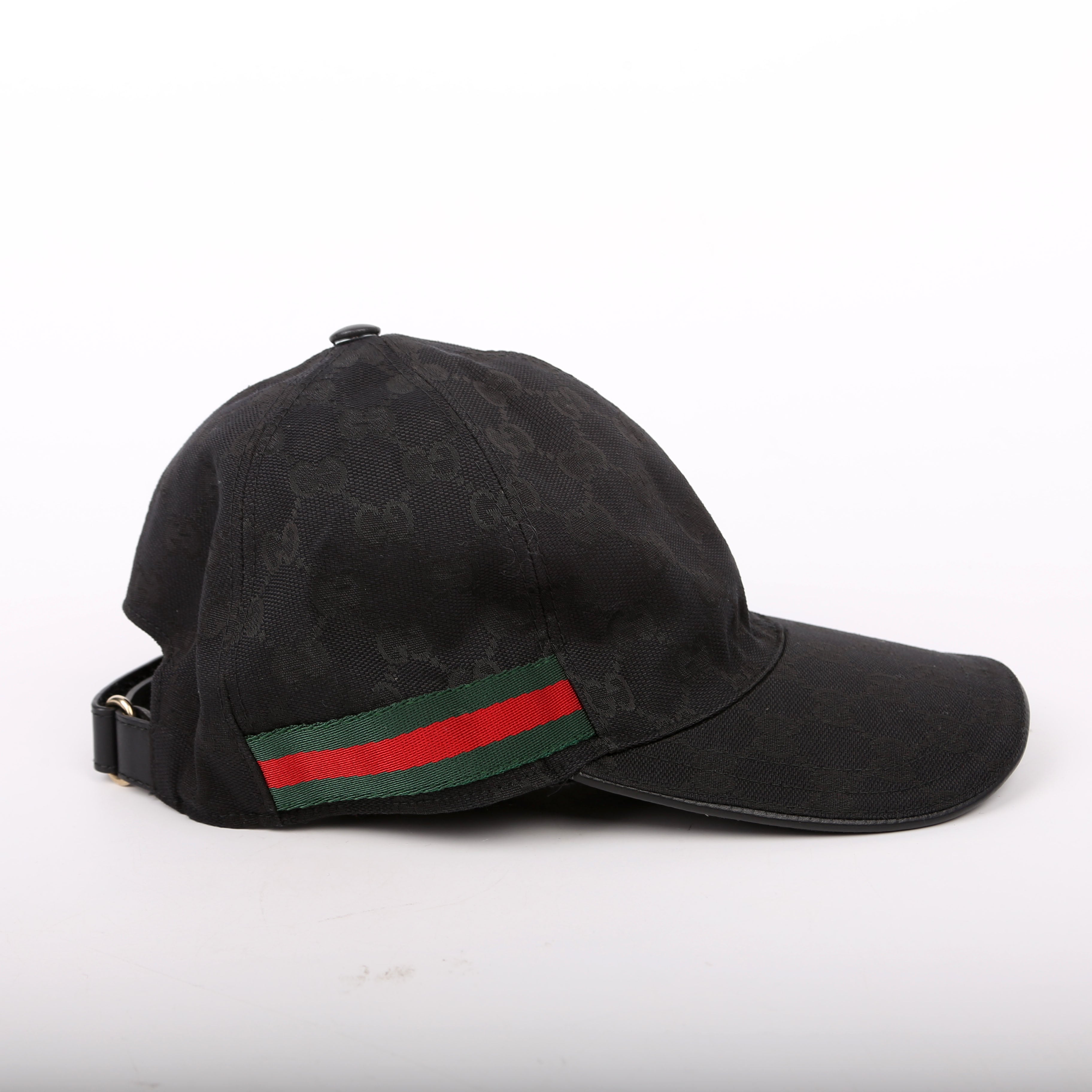 200035 GG Canvas Web Hat Size Medium Black