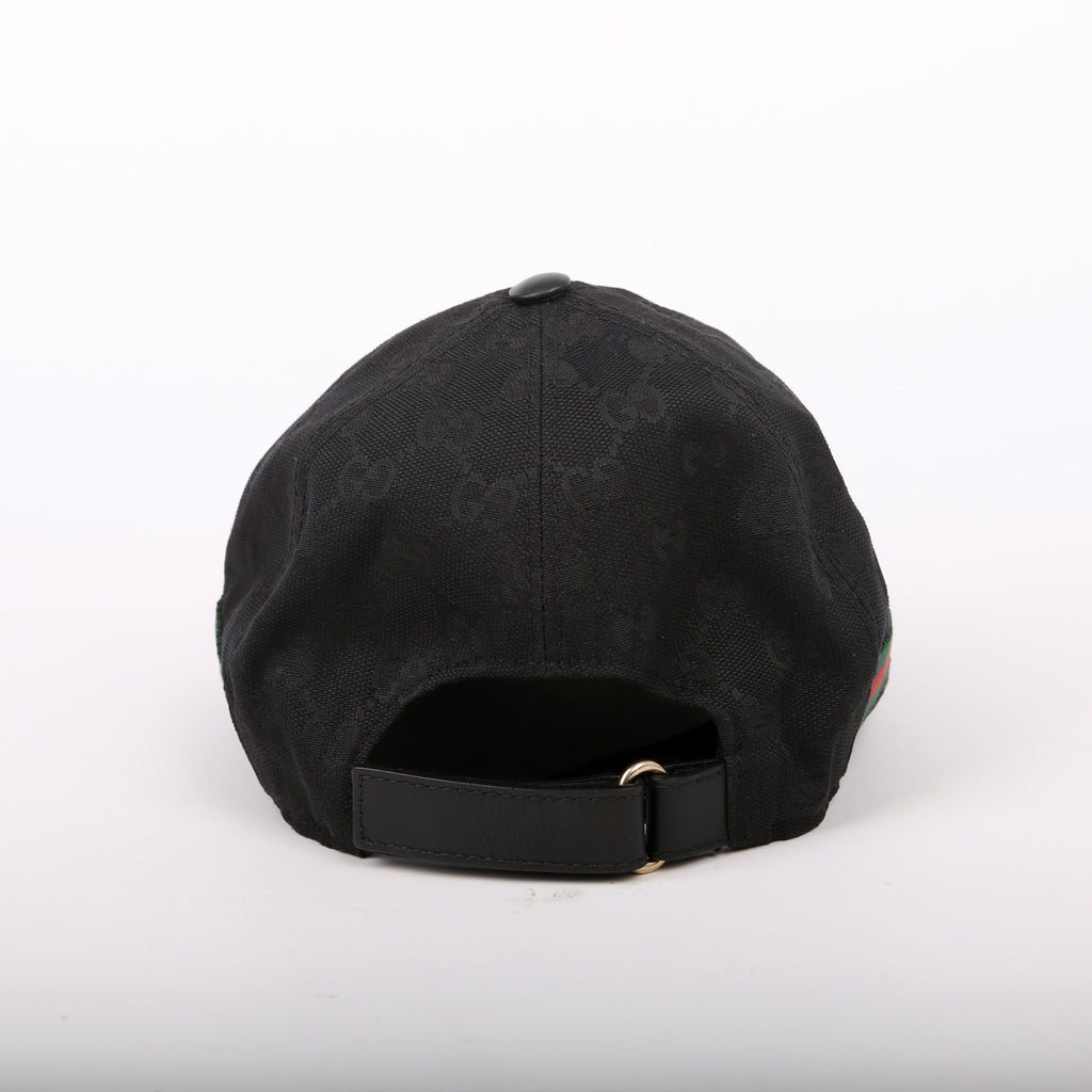200035 GG Canvas Web Hat Size Medium Black