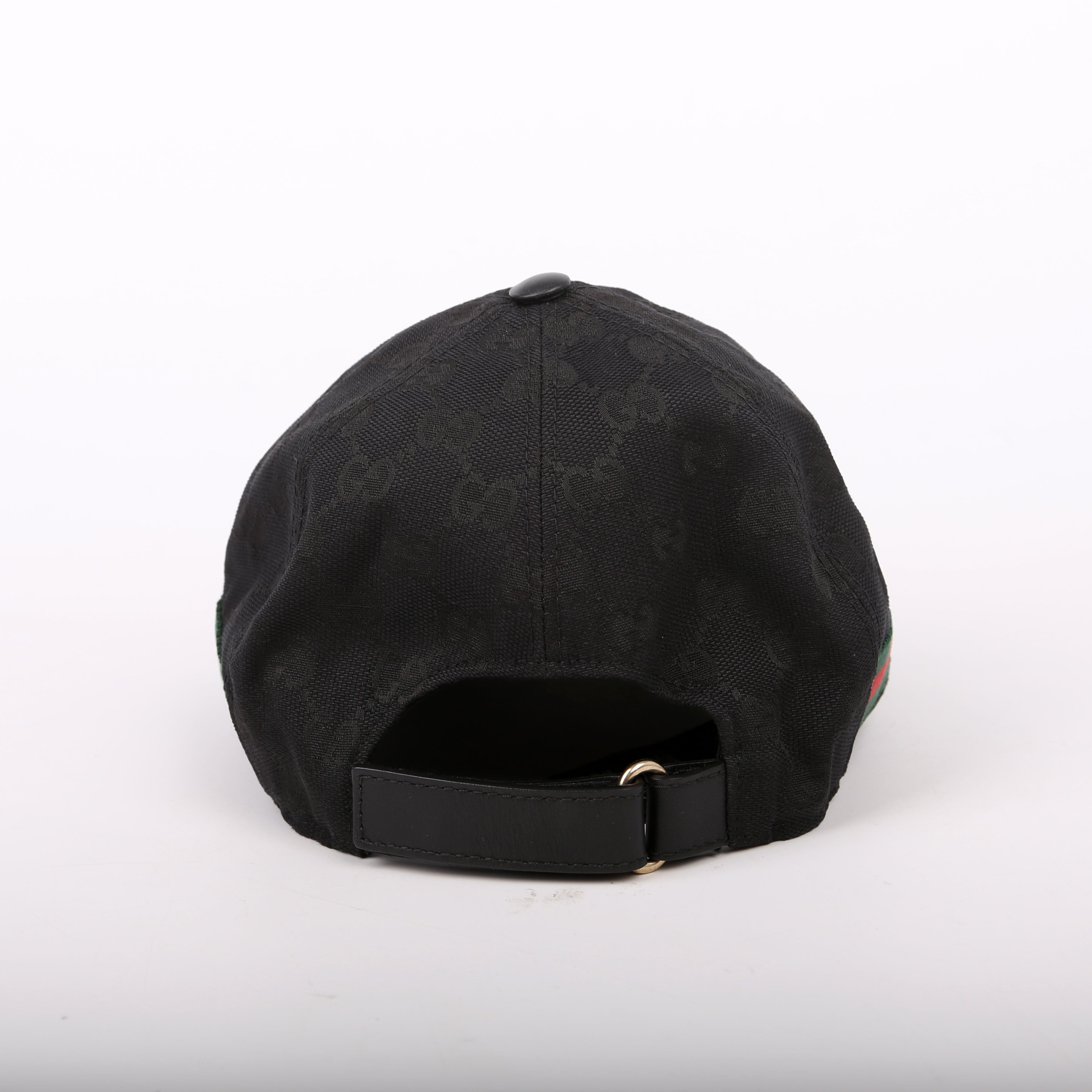 200035 GG Canvas Web Hat Size Medium Black