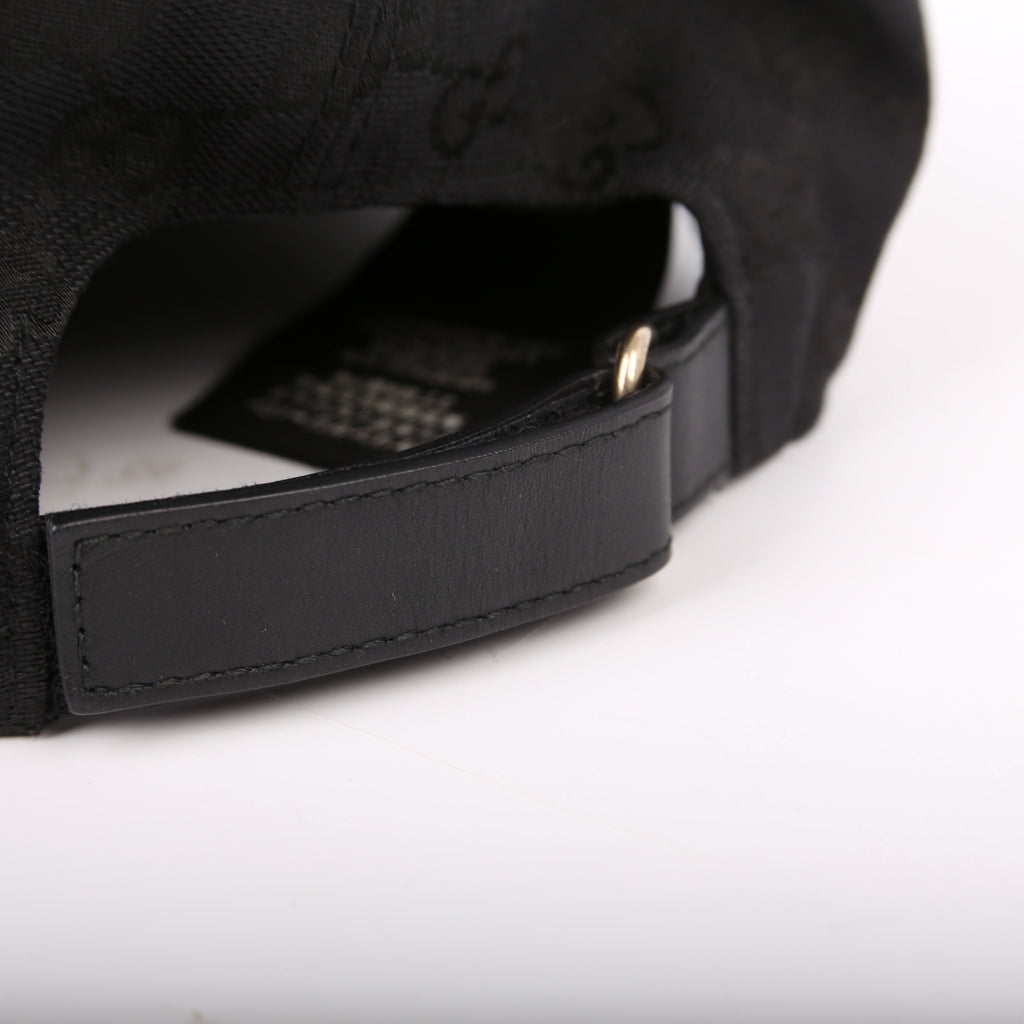 200035 GG Canvas Web Hat Size Medium Black