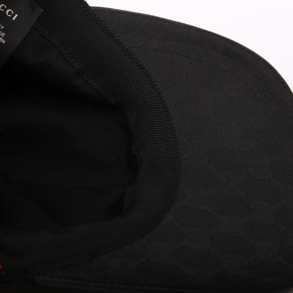 200035 GG Canvas Web Hat Size Medium Black