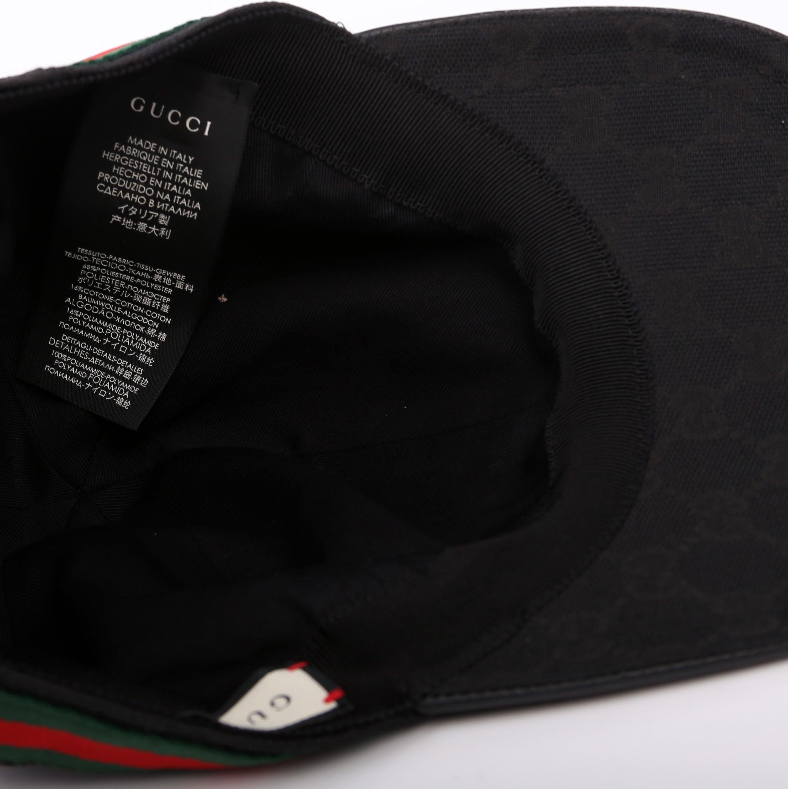 200035 GG Canvas Web Hat Size Medium Black