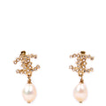 CC Pearl Drop Clip On Earrings Gold