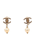 CC Crystal Pearl Drop Earrings Gold