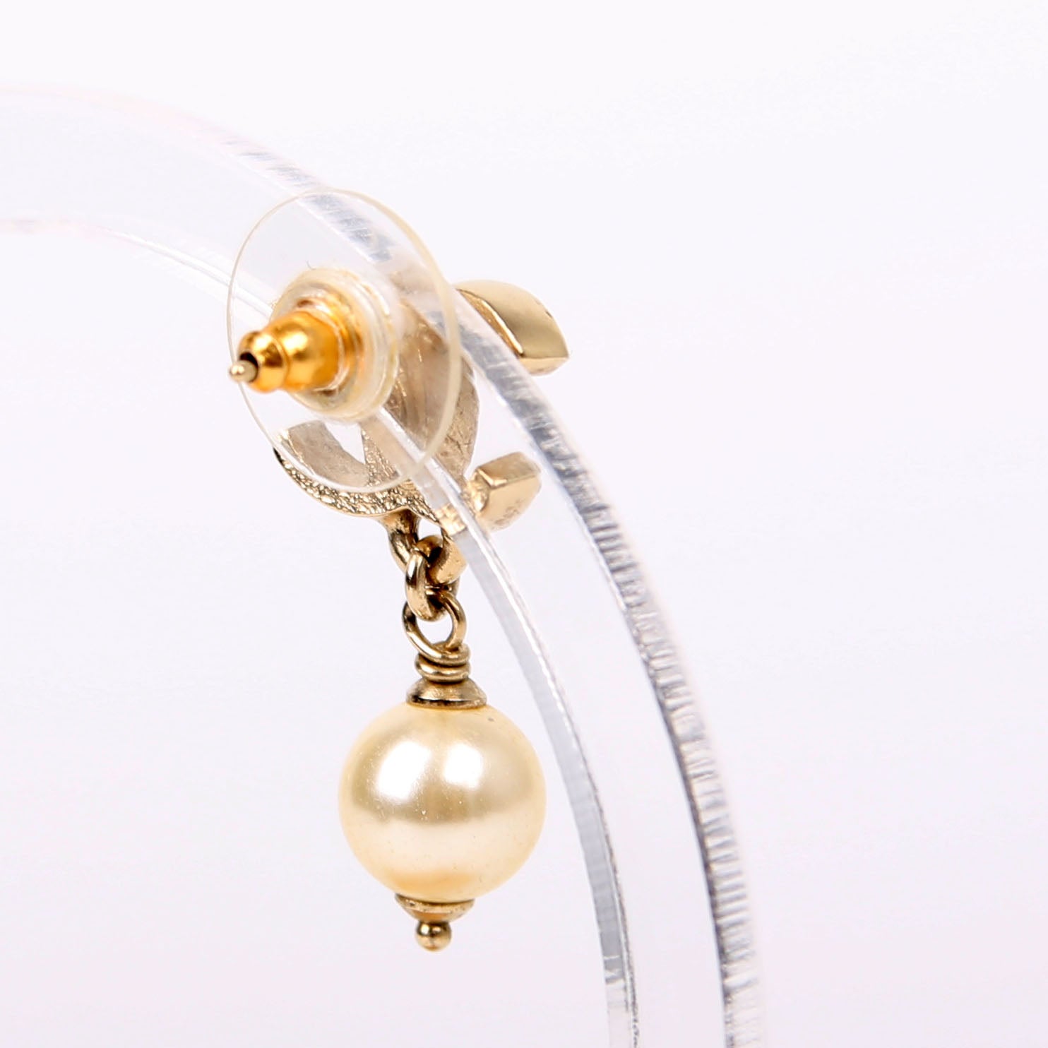 CC Crystal Pearl Drop Earrings Gold