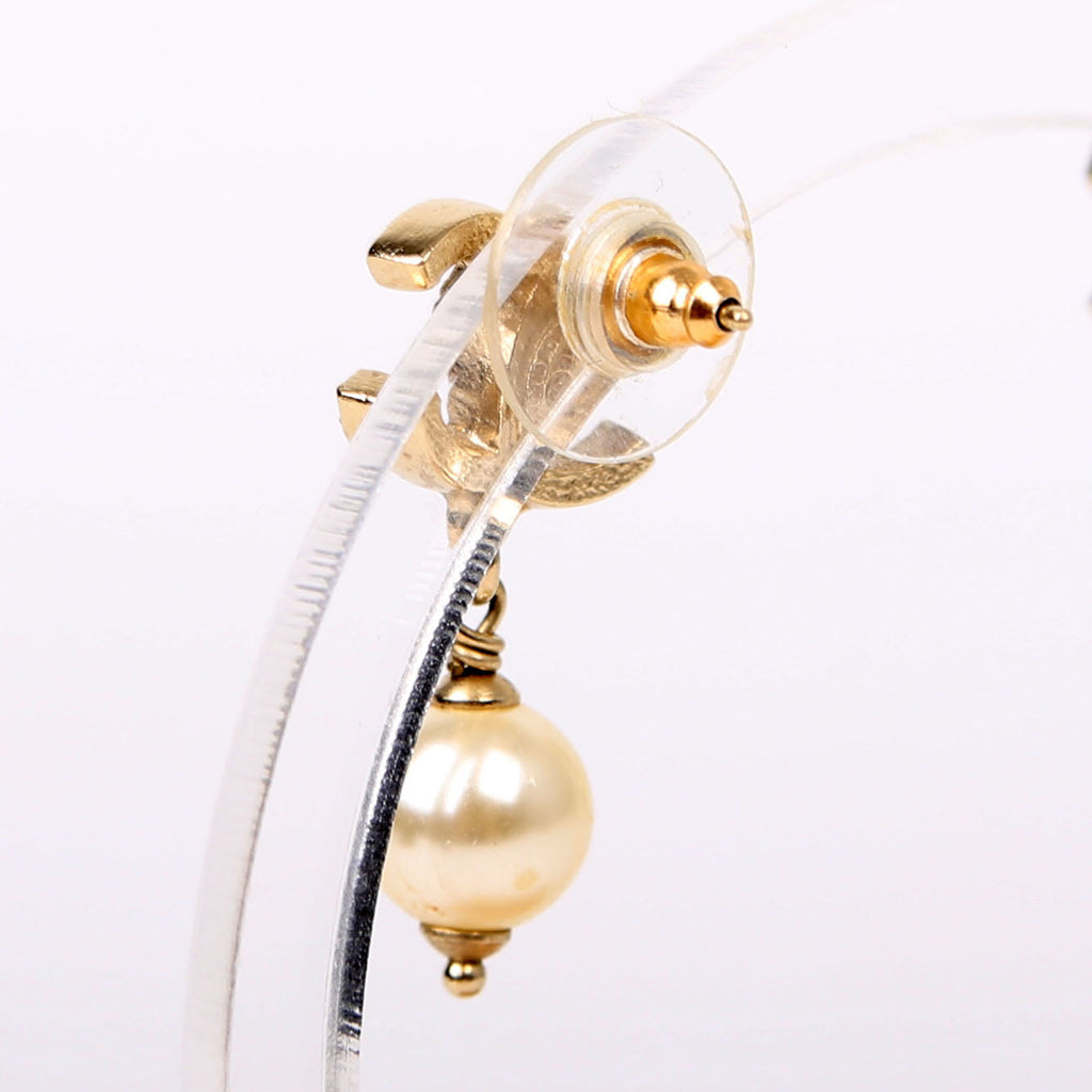 CC Crystal Pearl Drop Earrings Gold