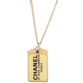 Cambon Dog Tag Long Necklace Gold