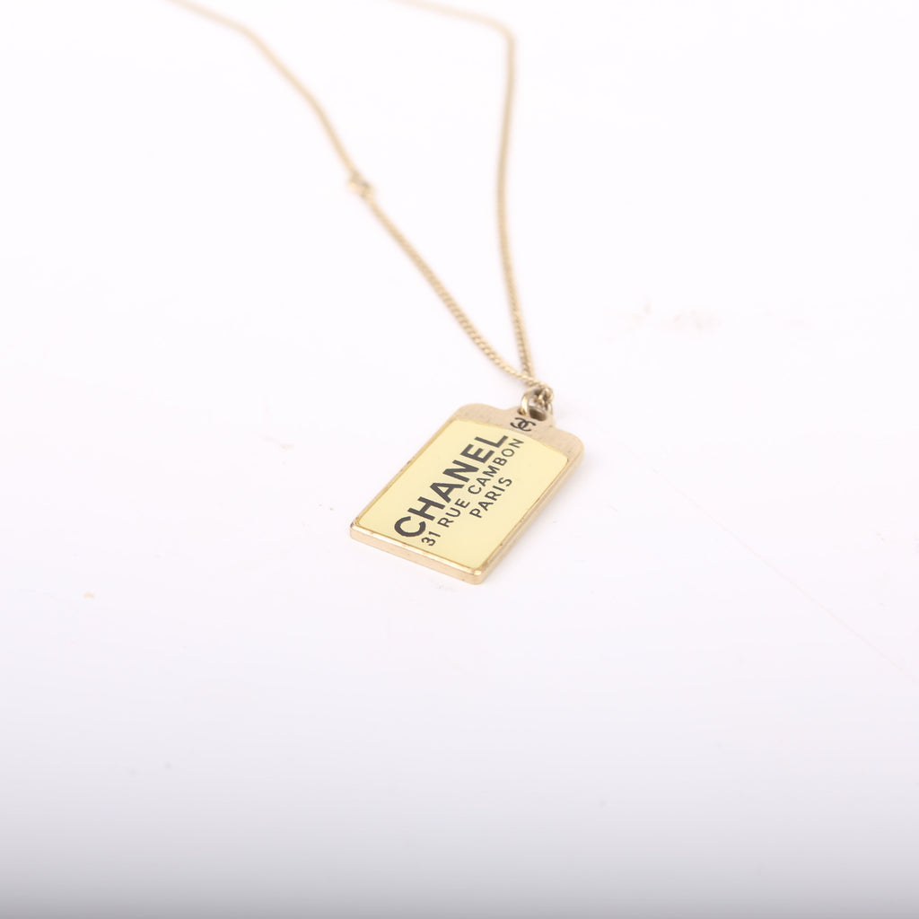 Cambon Dog Tag Long Necklace Gold