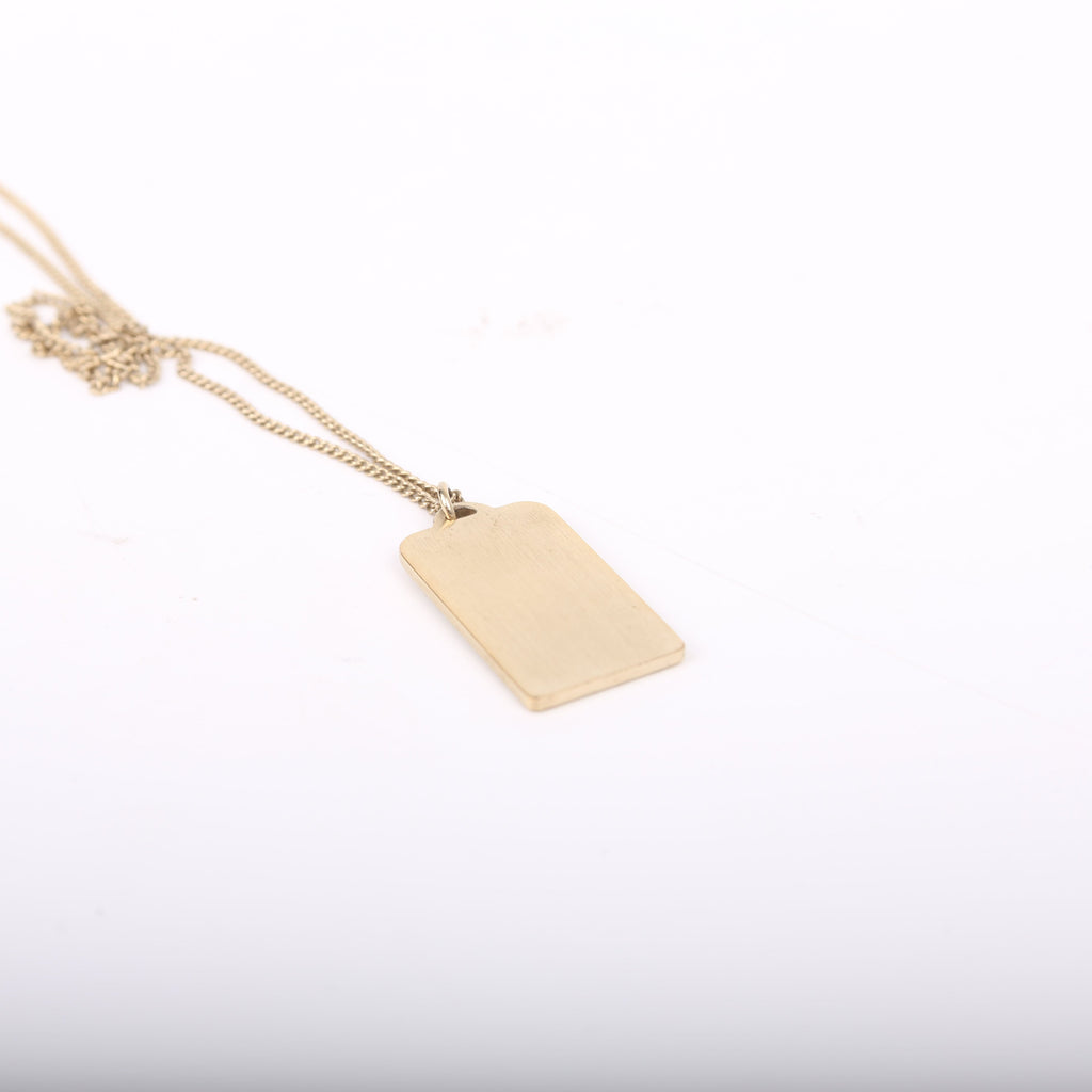 Cambon Dog Tag Long Necklace Gold