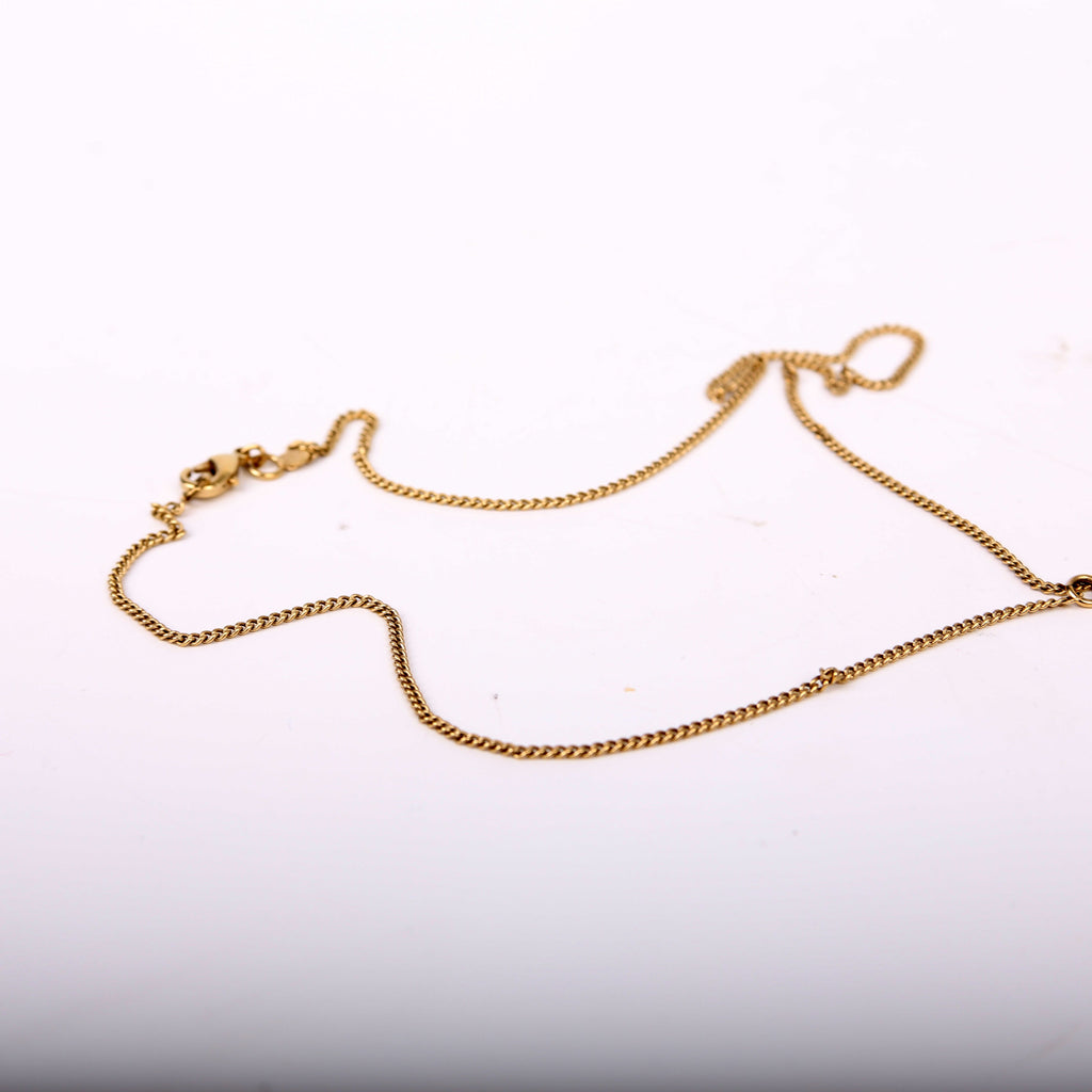 Cambon Dog Tag Long Necklace Gold