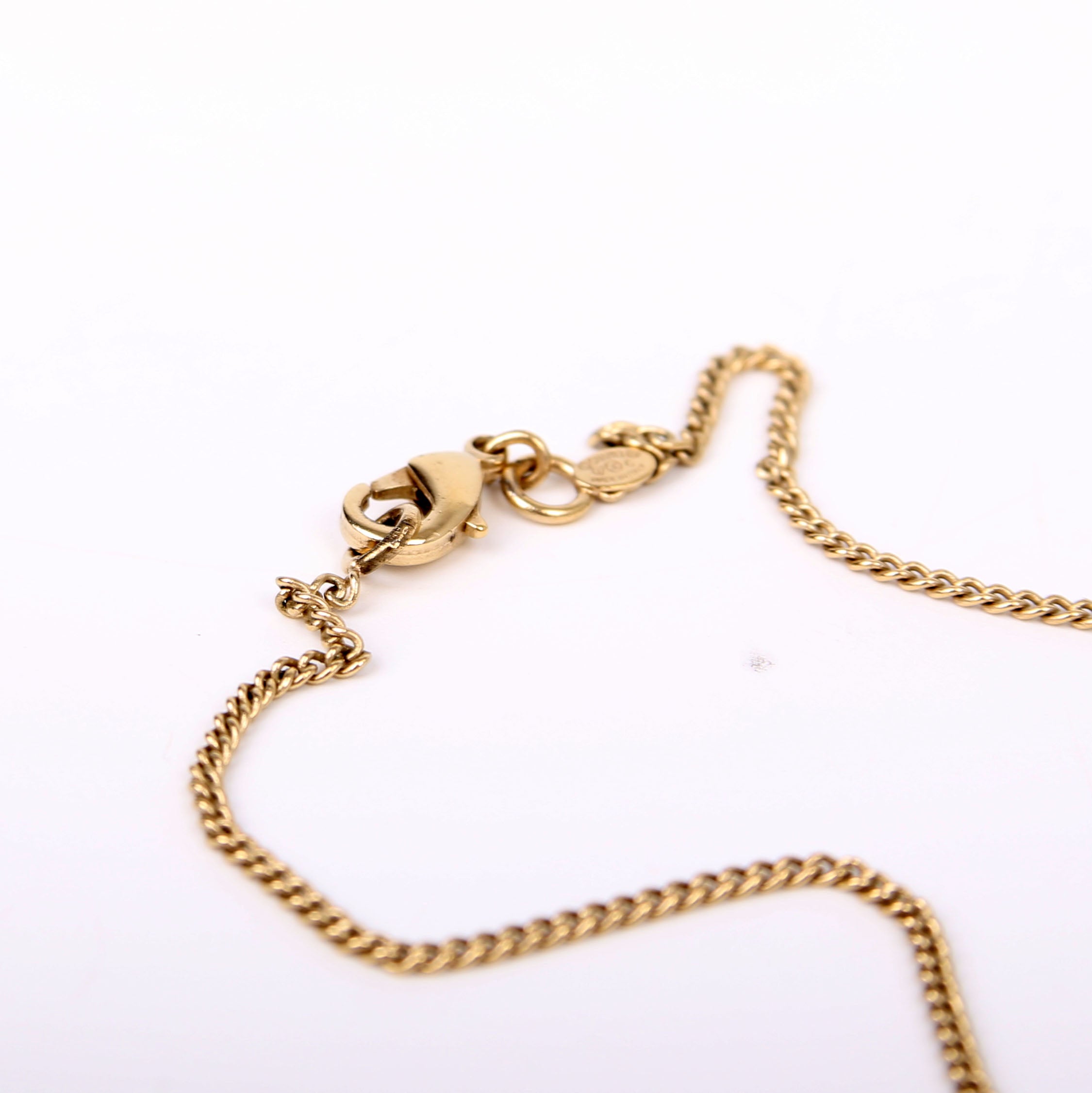 Cambon Dog Tag Long Necklace Gold