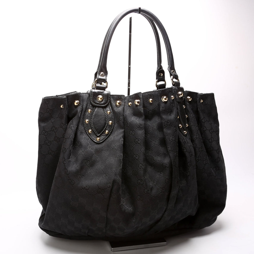 203626 GG Canvas Studded Pelham Tote Large Black